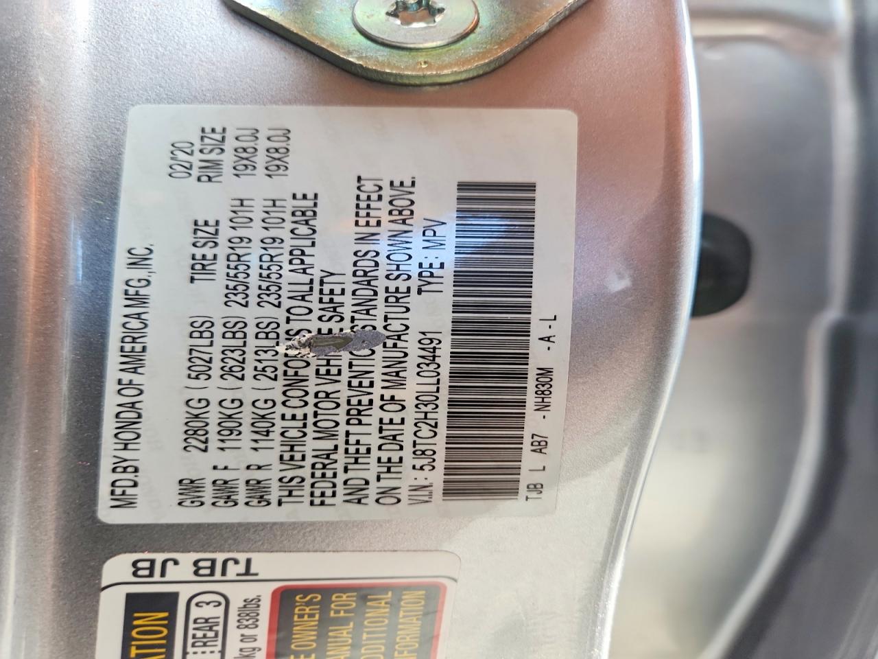 2020 Acura Rdx Silver vin: 5J8TC2H30LL034491
