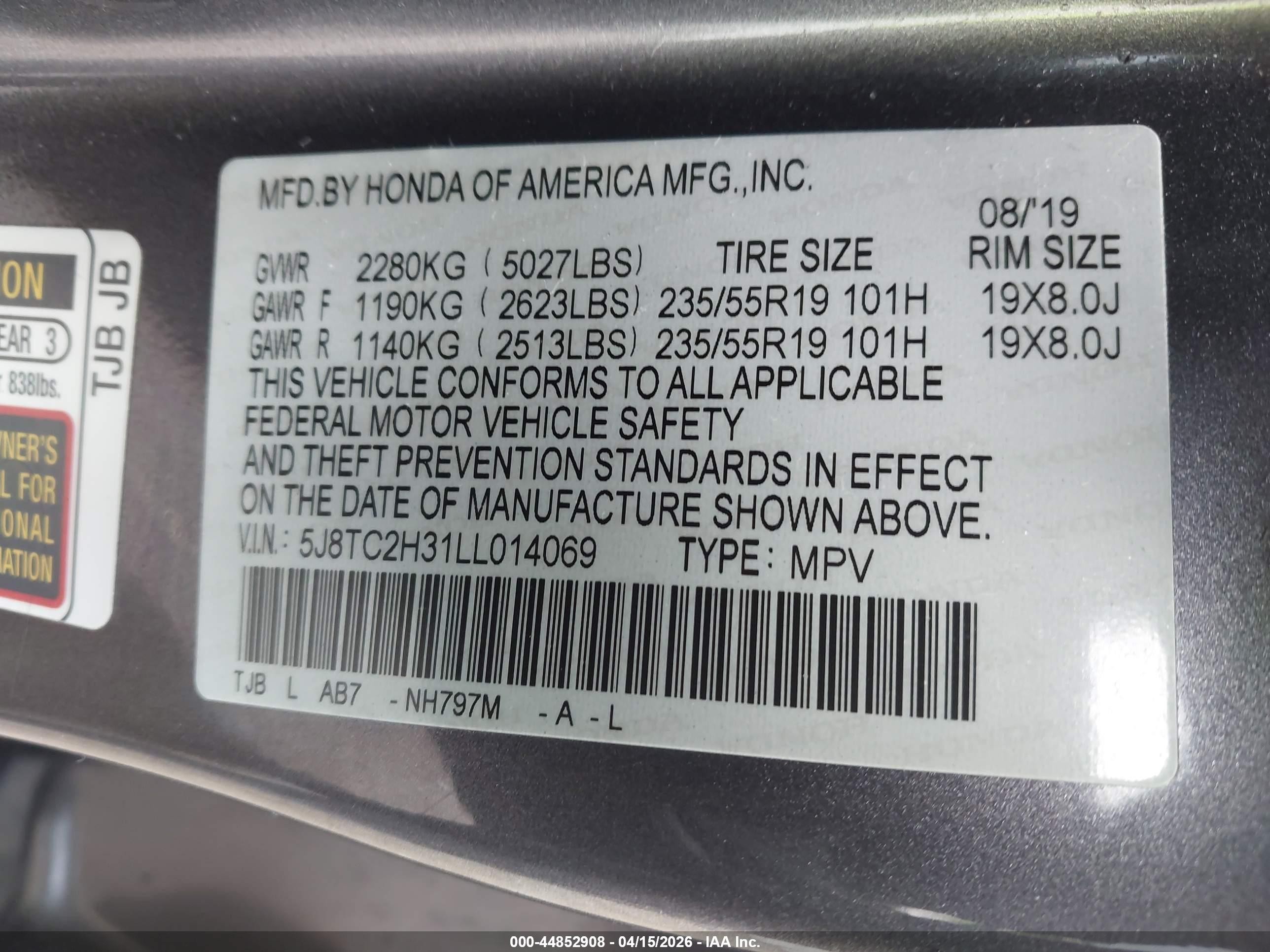 2020 Acura Rdx Standard Серый vin: 5J8TC2H31LL014069
