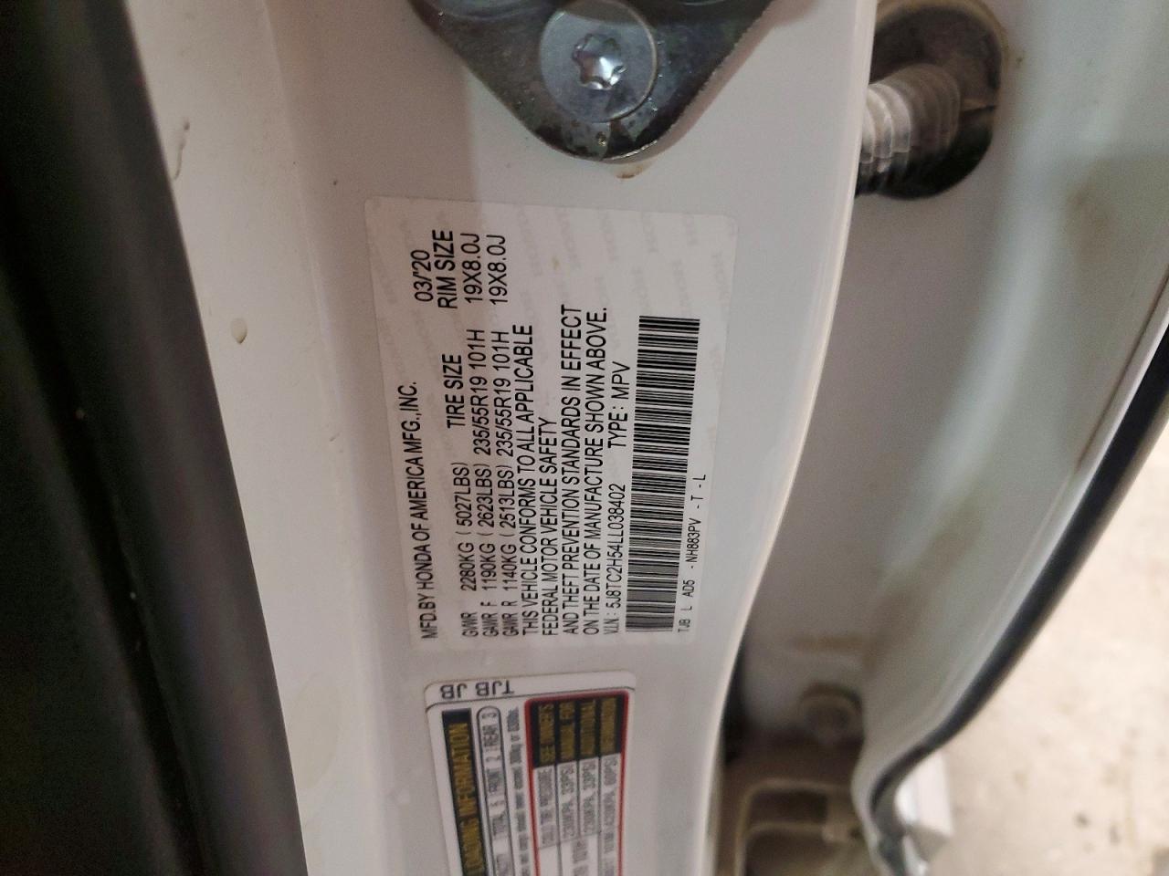 2020 Acura Rdx Technology White vin: 5J8TC2H54LL038402