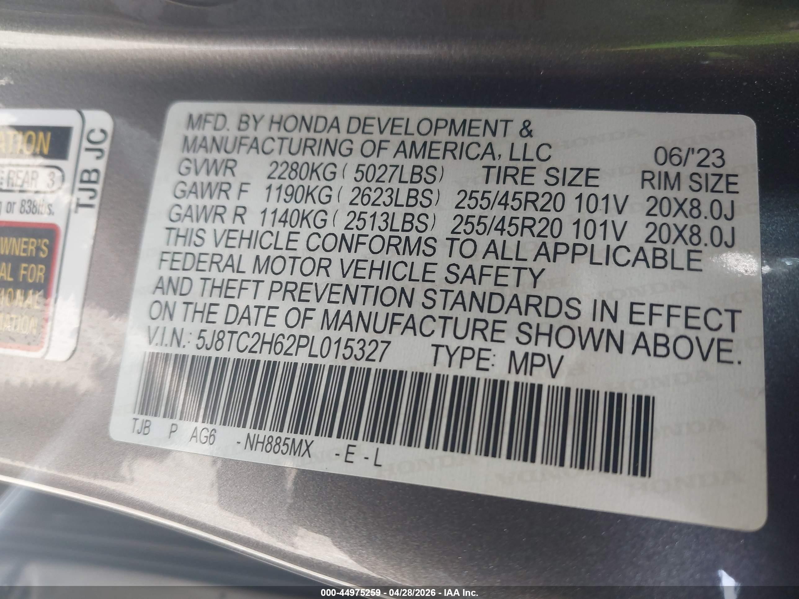 2023 Acura Rdx A-spec Package Gray vin: 5J8TC2H62PL015327