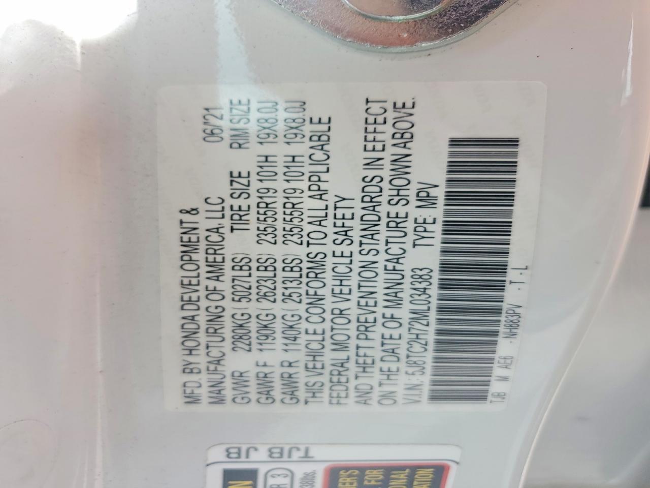 2021 Acura Rdx Advance White vin: 5J8TC2H72ML034383