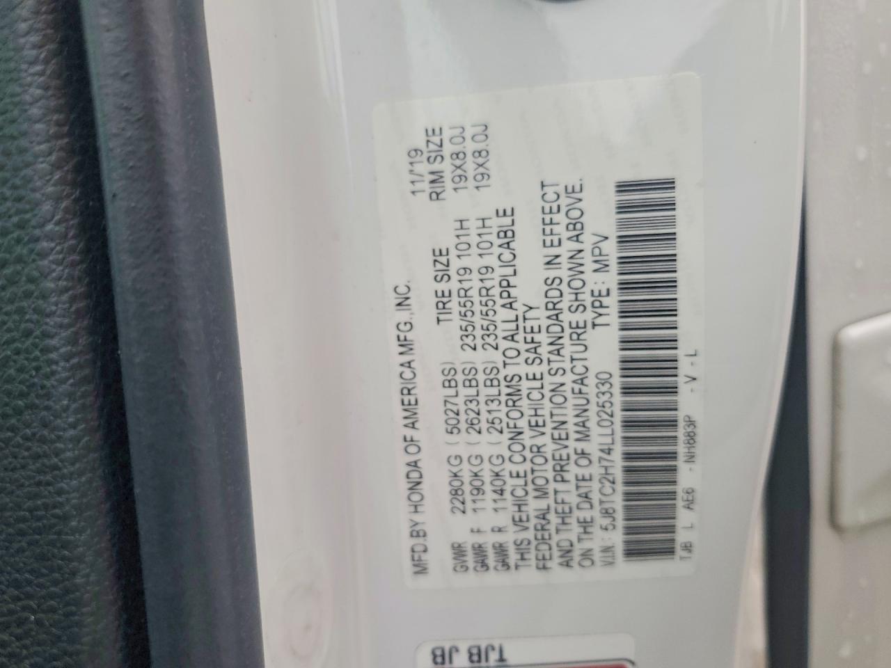 2020 Acura Rdx Advance White vin: 5J8TC2H74LL025330