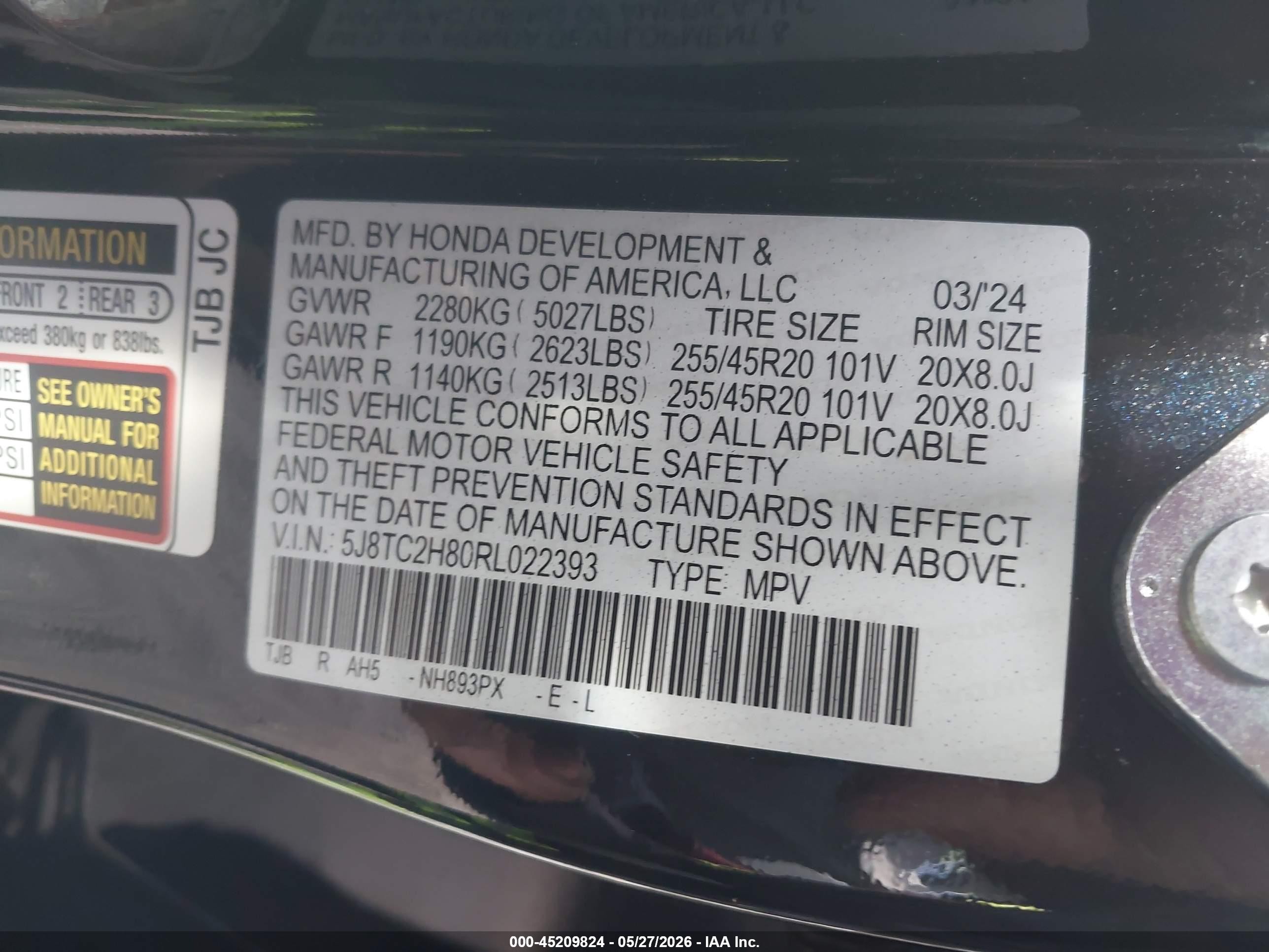 2024 Acura Rdx A-spec Advance Package Black vin: 5J8TC2H80RL022393
