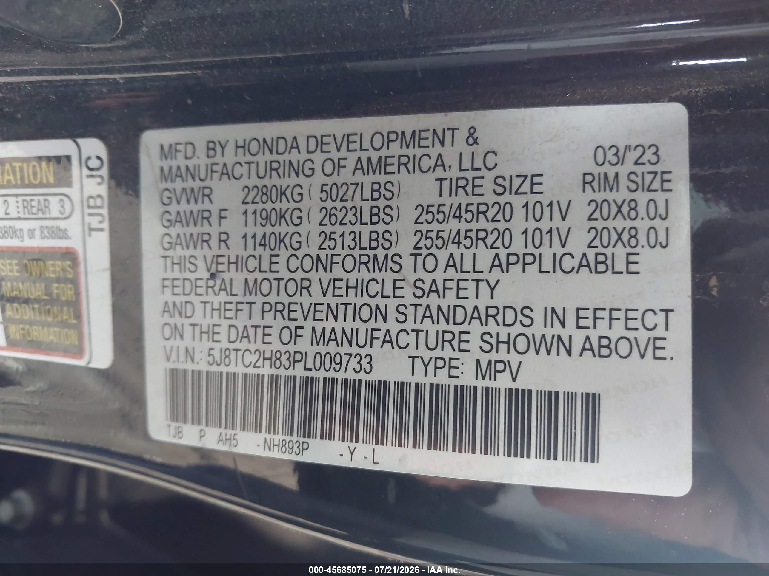 2023 Acura Rdx A-spec Advance Package Black vin: 5J8TC2H83PL009733