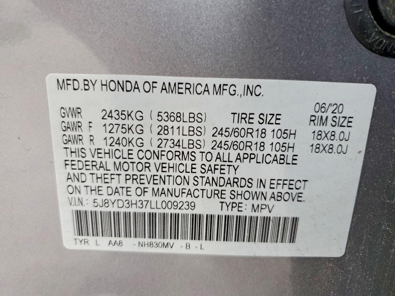 2020 Acura Mdx Silver vin: 5J8YD3H37LL009239