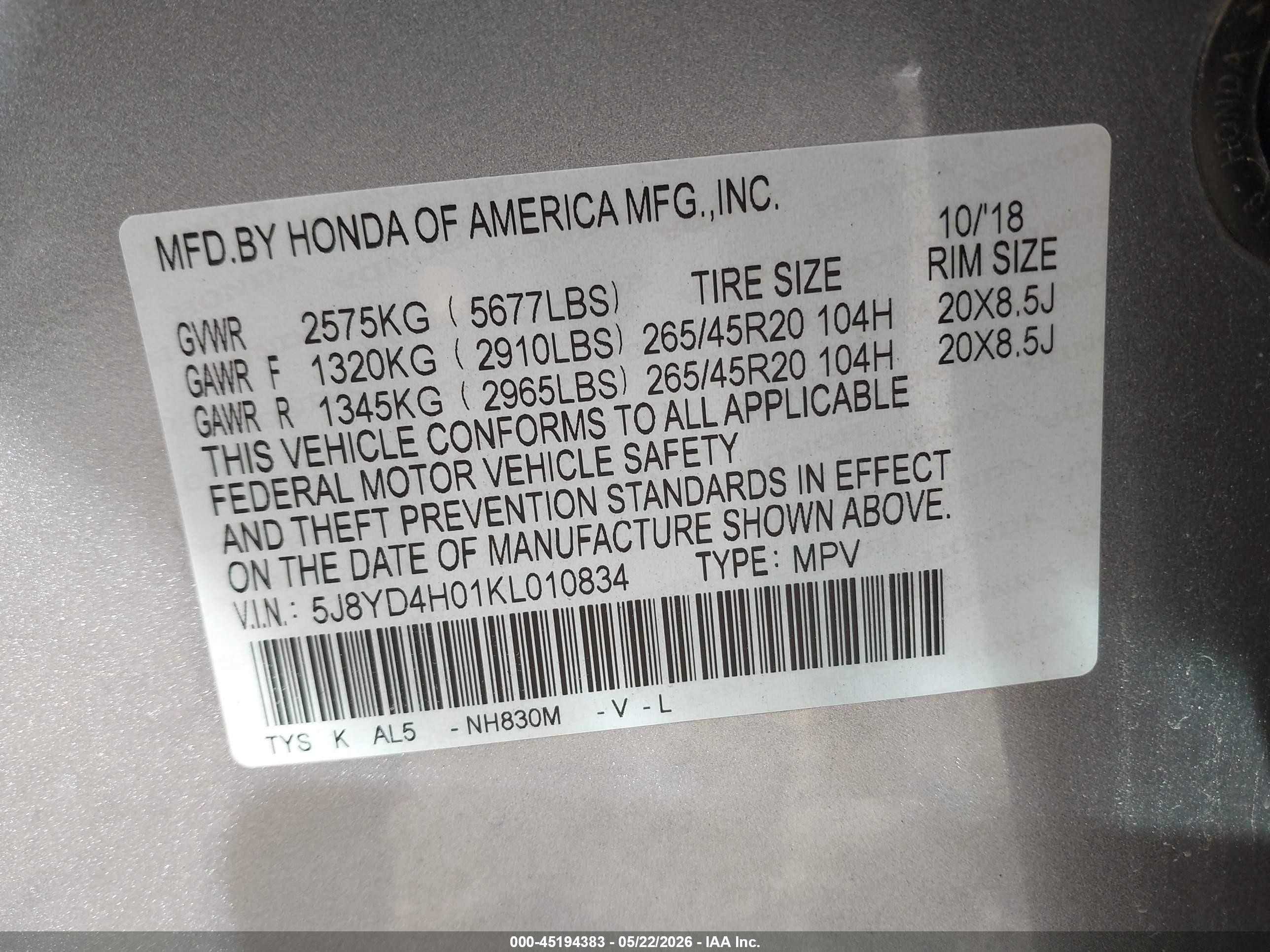 2019 Acura Mdx Tech   A-spec Pkgs Silver vin: 5J8YD4H01KL010834