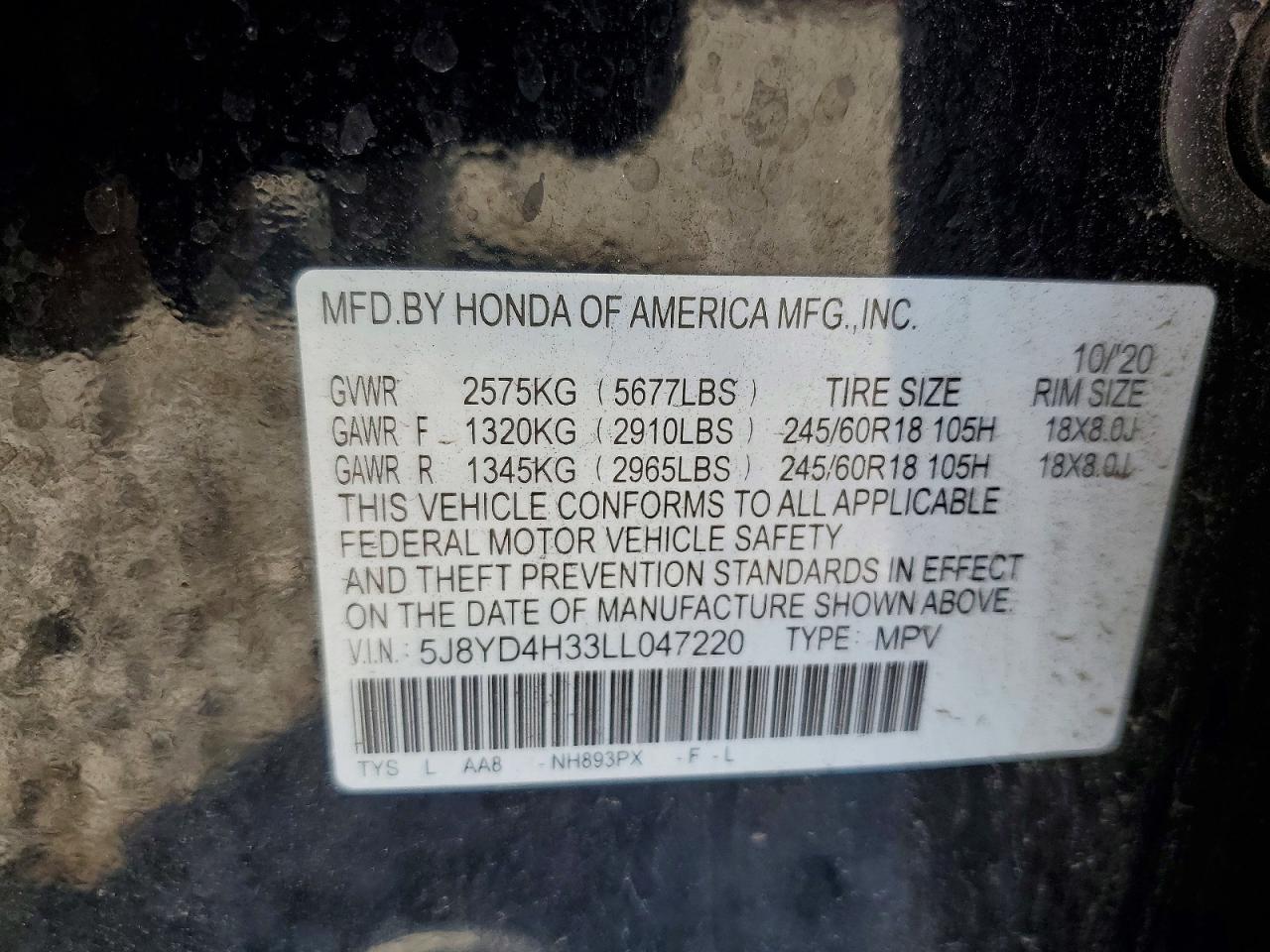 2020 Acura Mdx Black vin: 5J8YD4H33LL047220