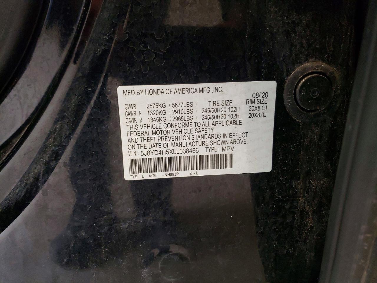 2020 Acura Mdx Technology Черный vin: 5J8YD4H5XLL038466