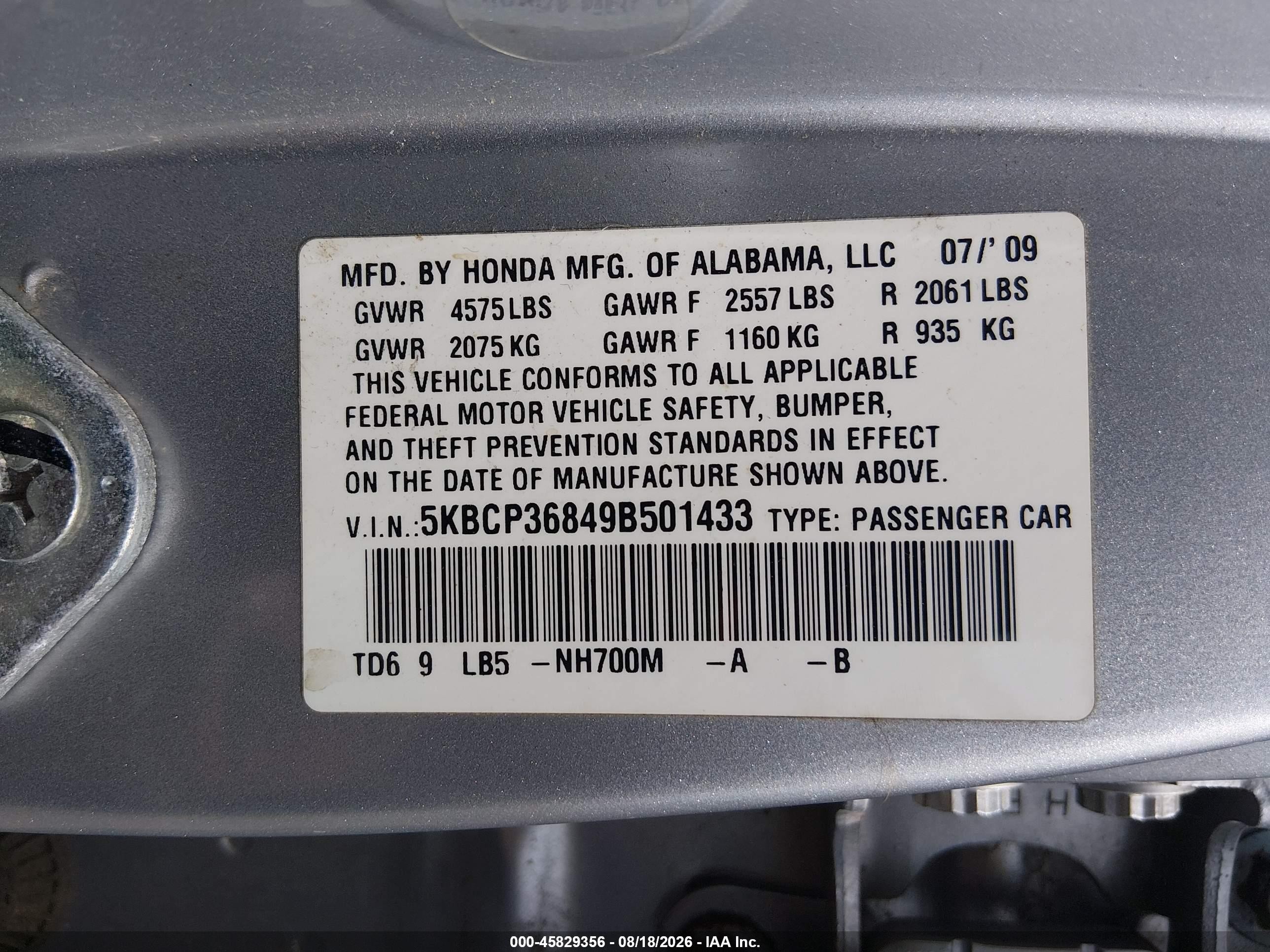 2009 Honda Accord 3.5 Ex-l Silver vin: 5KBCP36849B501433