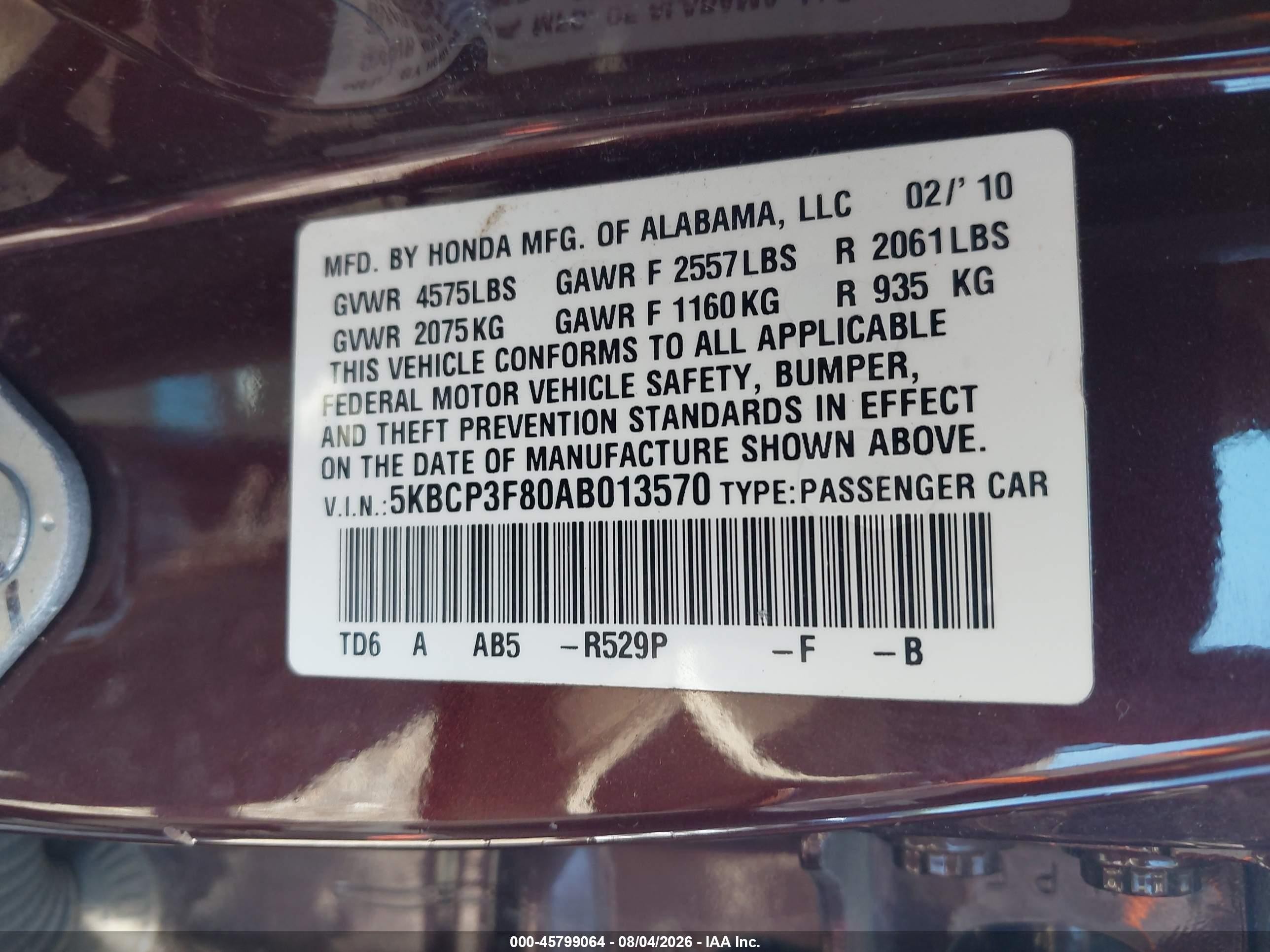 2010 Honda Accord 3.5 Ex-l Purple vin: 5KBCP3F80AB013570