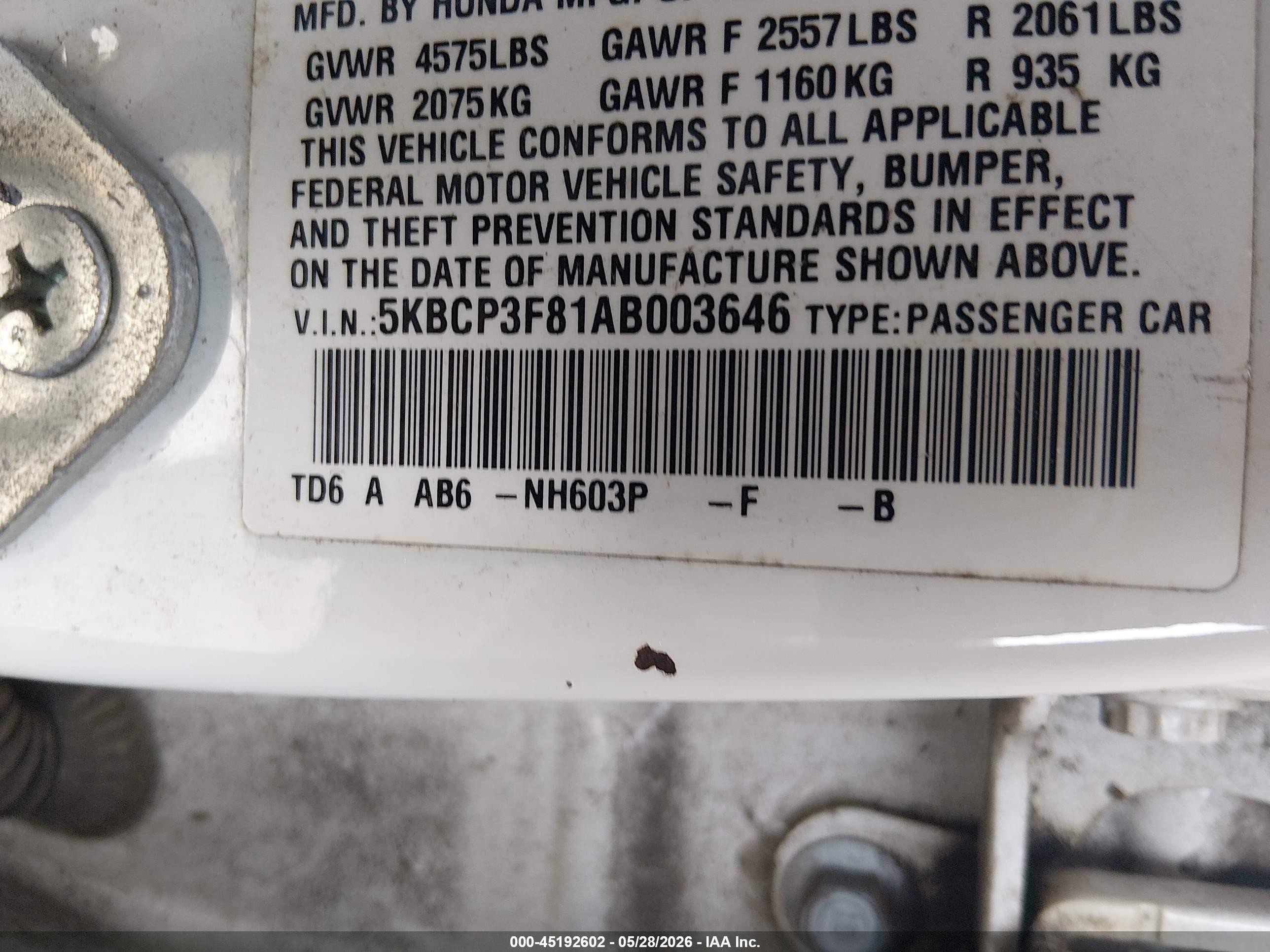 2010 Honda Accord 3.5 Ex-l White vin: 5KBCP3F81AB003646