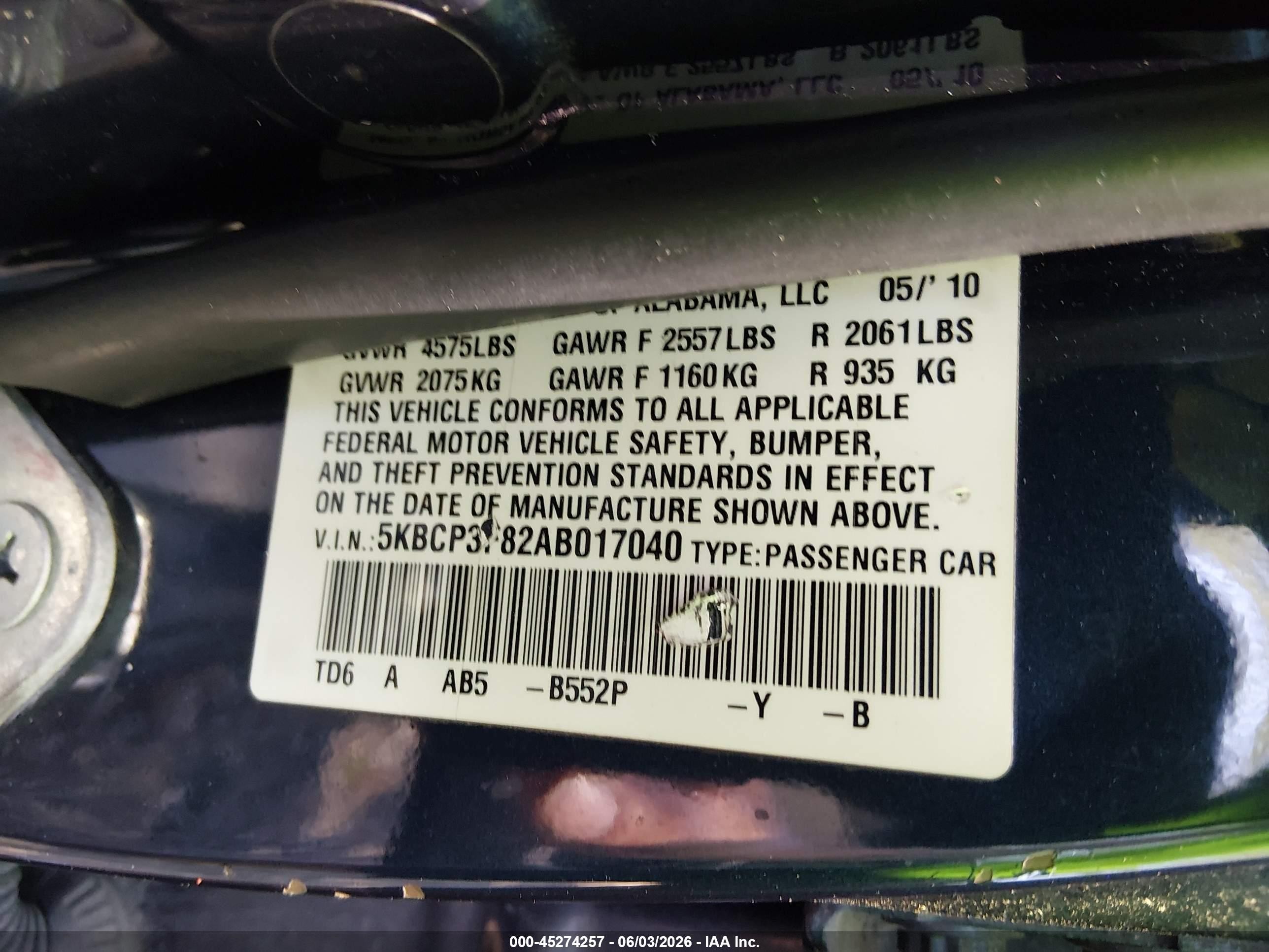 2010 Honda Accord 3.5 Ex-l Dark Blue vin: 5KBCP3F82AB017040