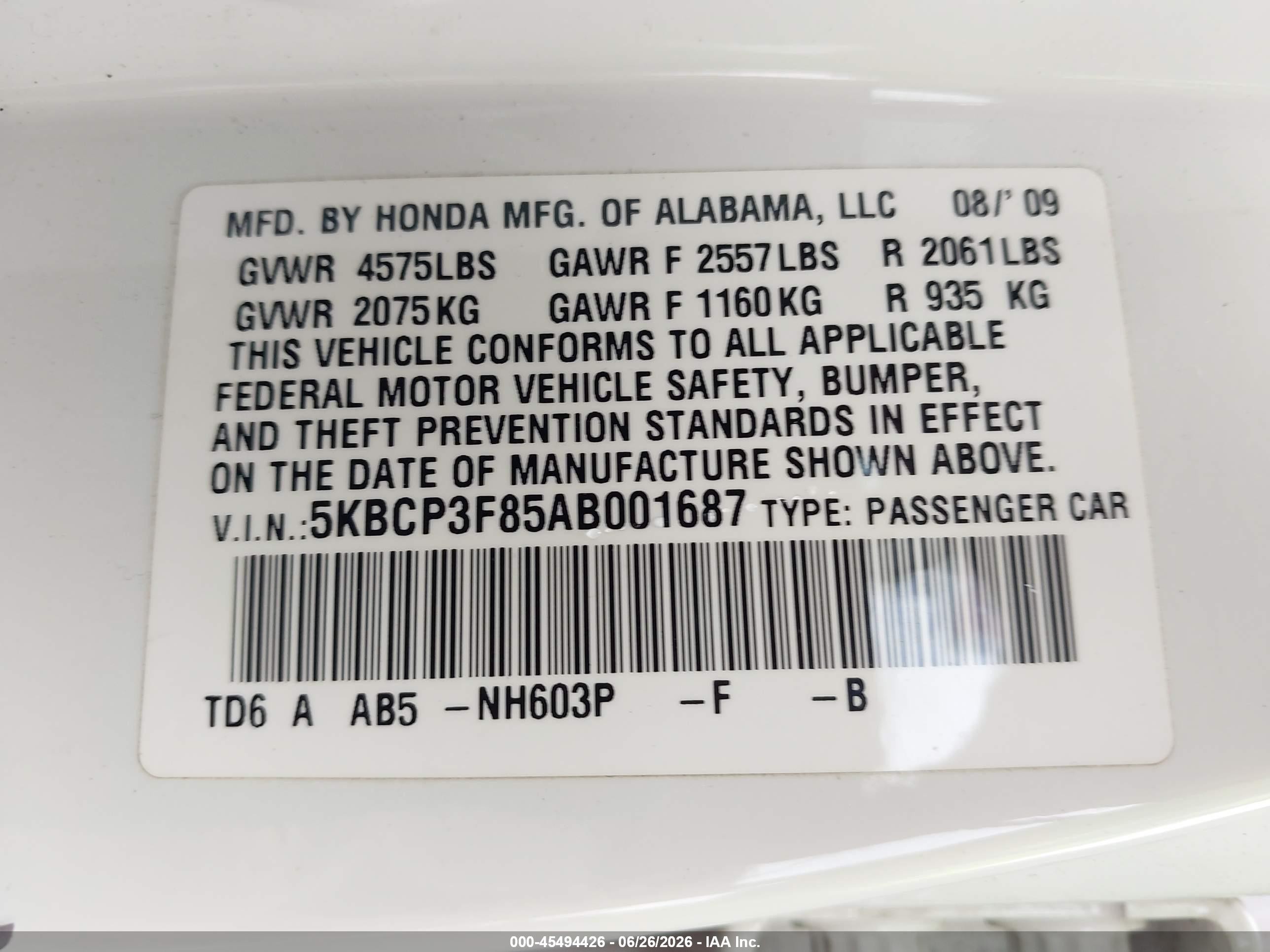 2010 Honda Accord 3.5 Ex-l White vin: 5KBCP3F85AB001687