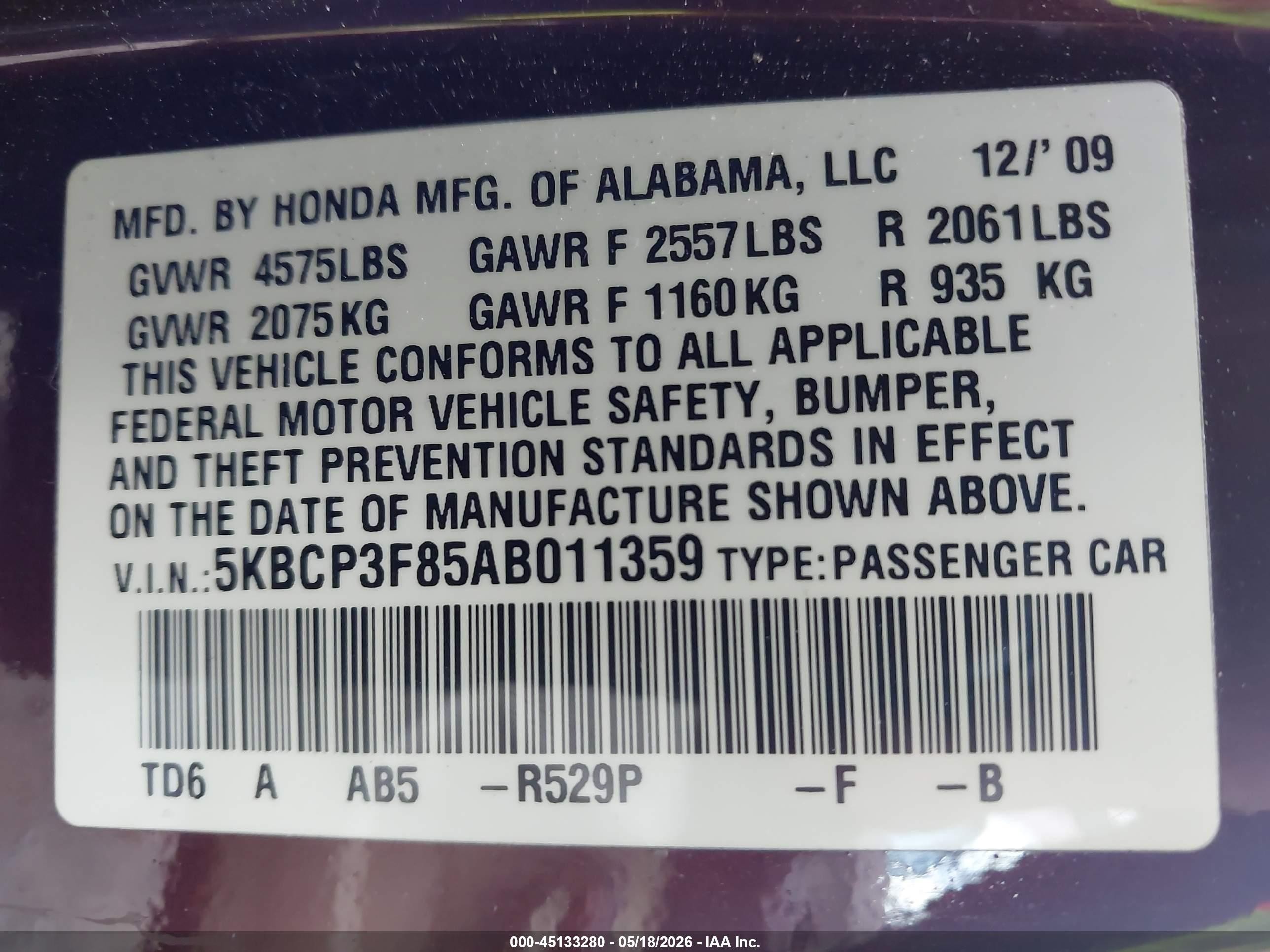 2010 Honda Accord 3.5 Ex-l Maroon vin: 5KBCP3F85AB011359