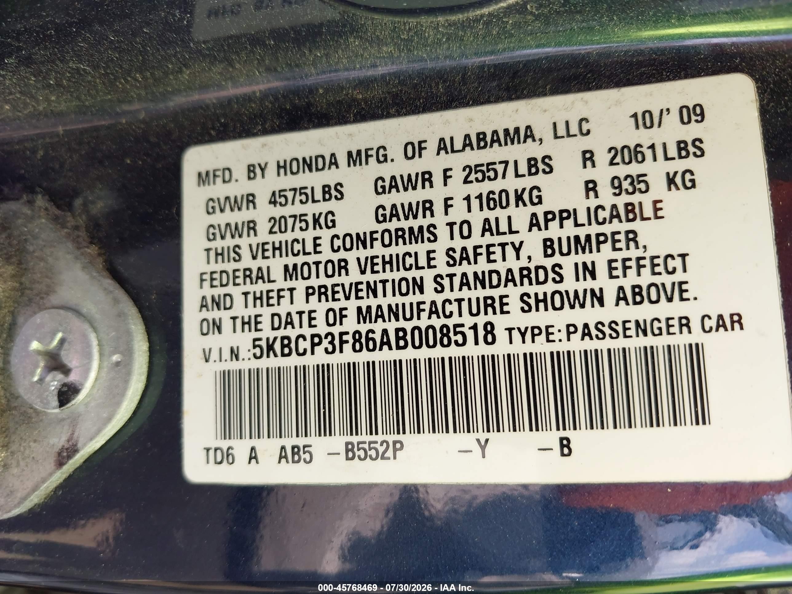 2010 Honda Accord 3.5 Ex-l Blue vin: 5KBCP3F86AB008518