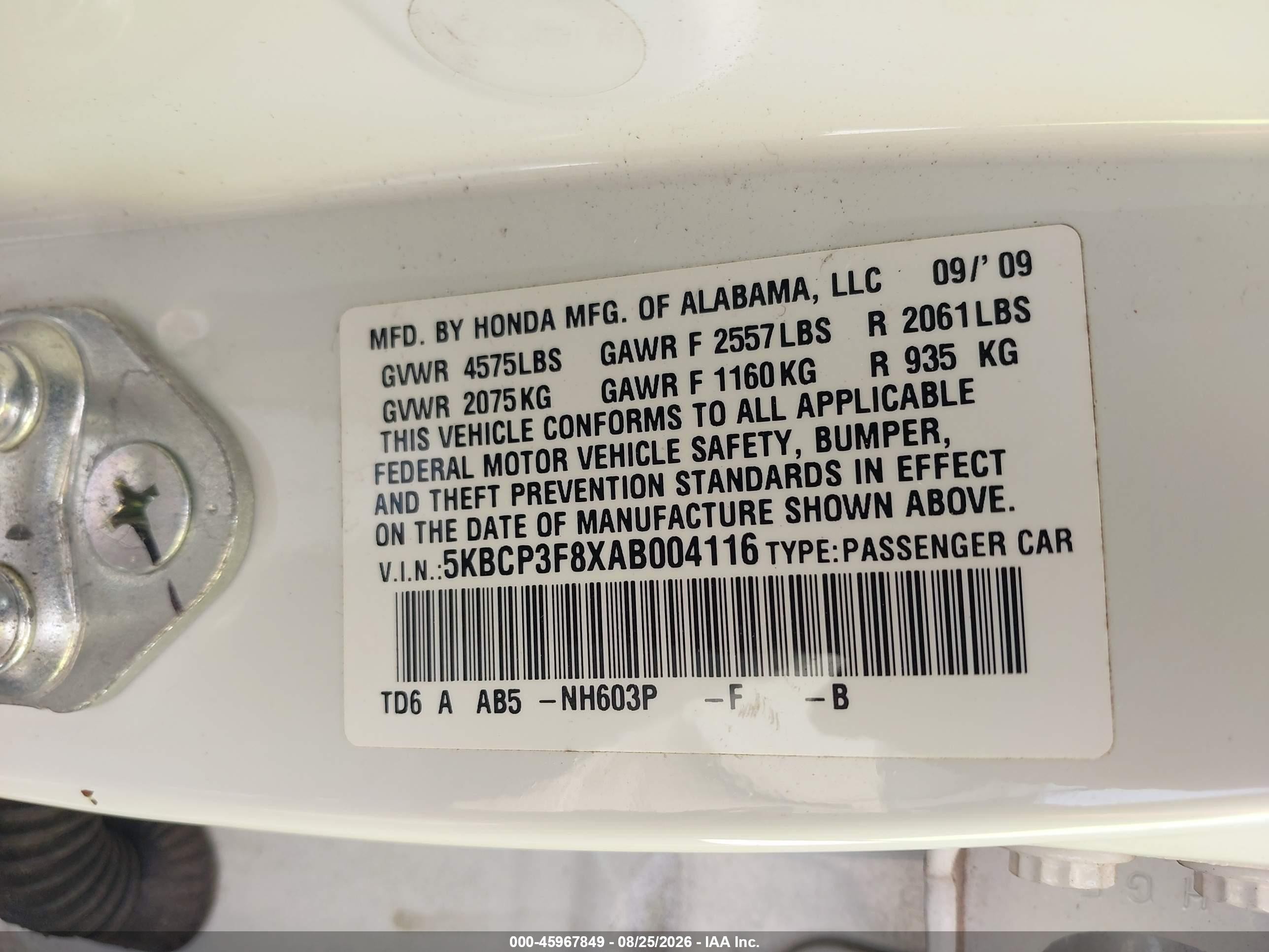2010 Honda Accord 3.5 Ex-l White vin: 5KBCP3F8XAB004116