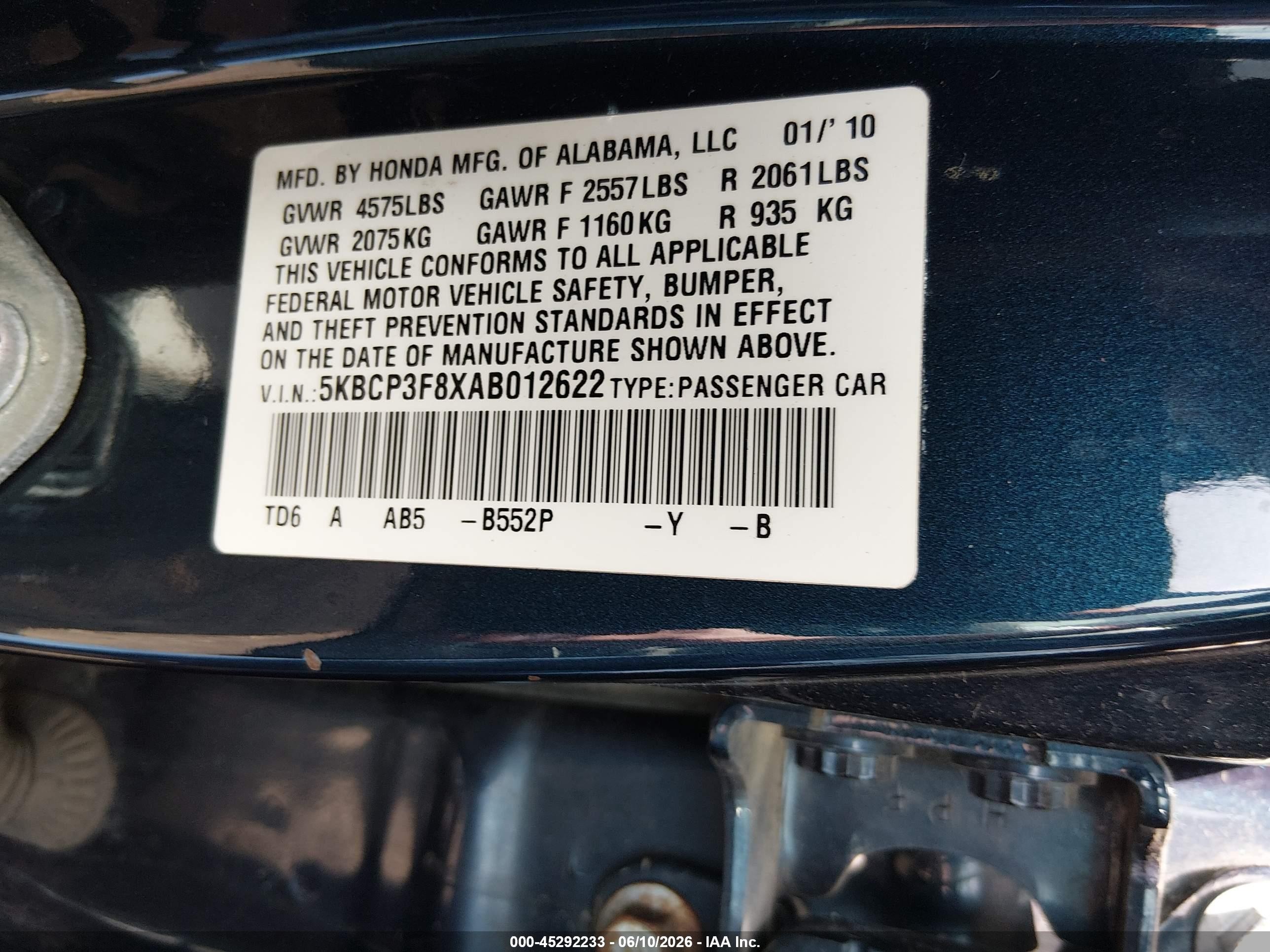 2010 Honda Accord 3.5 Ex-l Tan vin: 5KBCP3F8XAB012622