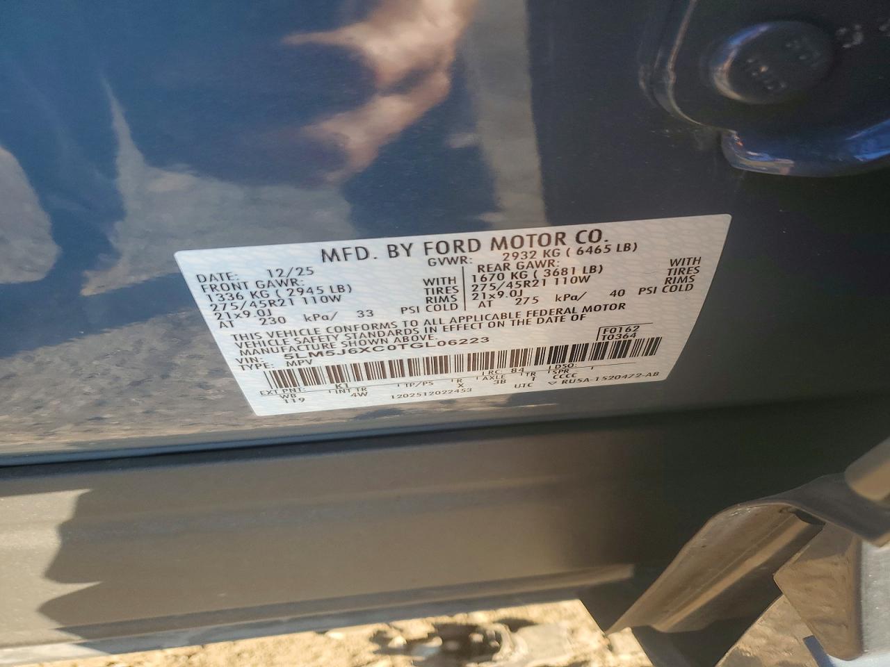 2026 Lincoln Aviator Blue vin: 5LM5J6XC0TGL06223