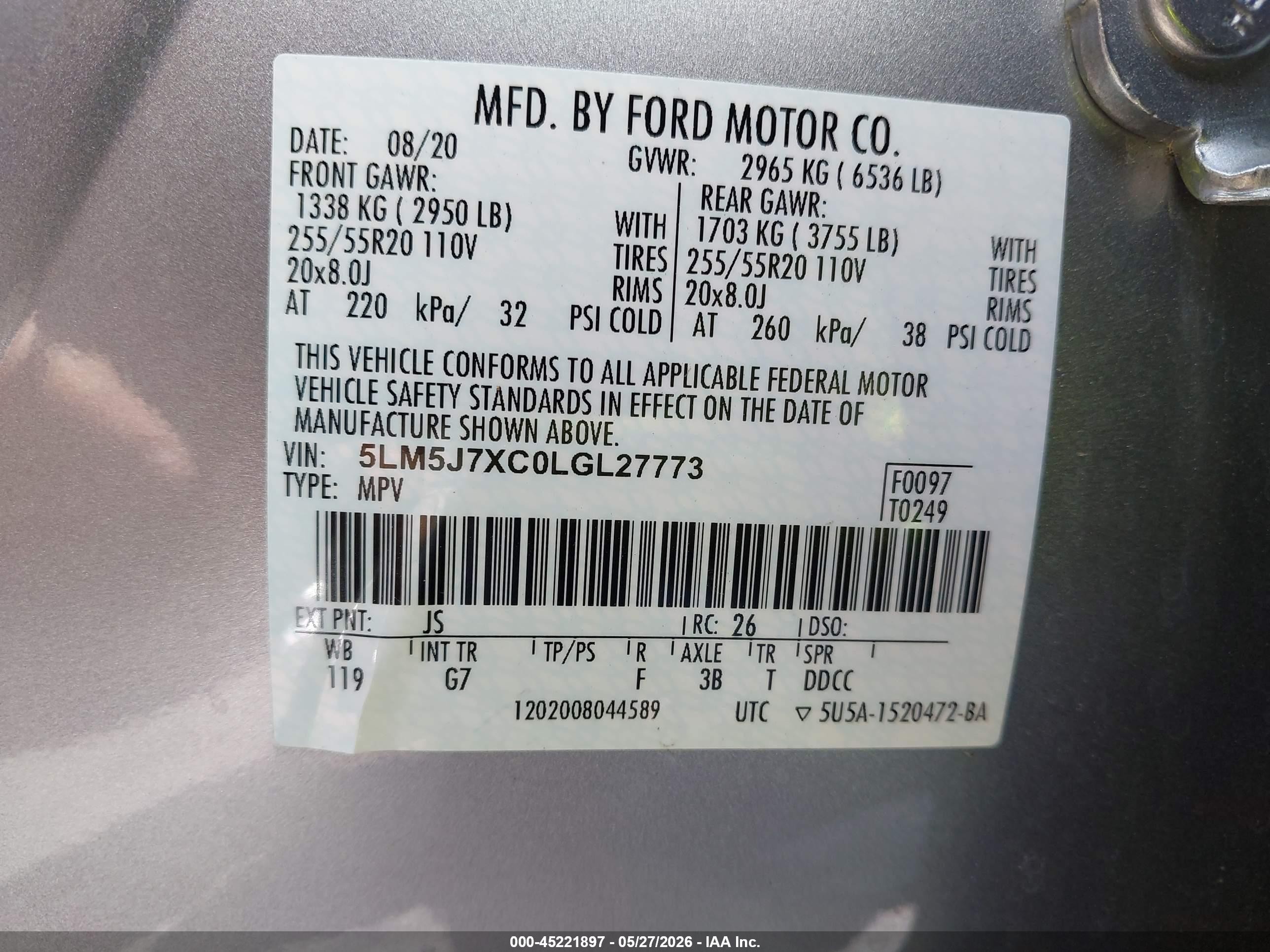 2020 Lincoln Aviator Reserve Silver vin: 5LM5J7XC0LGL27773