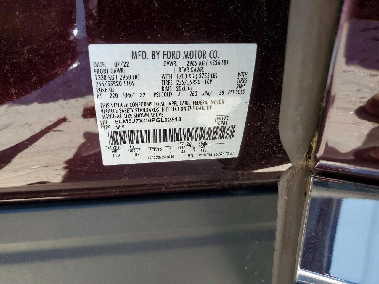 2023 Lincoln Aviator Reserve Maroon vin: 5LM5J7XC6PGL02513
