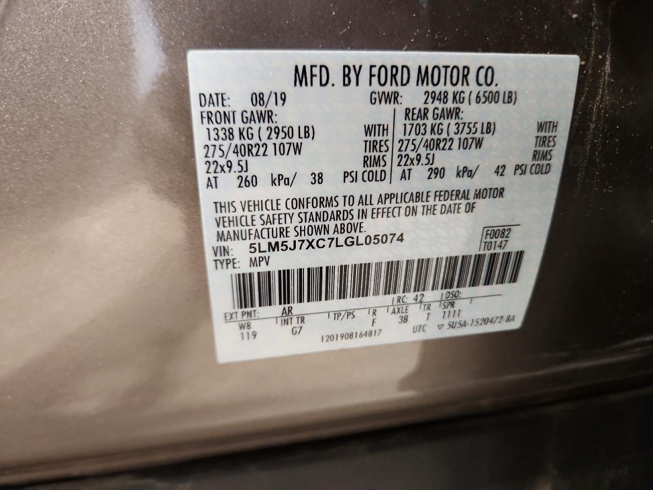 2020 Lincoln Aviator Reserve Tan vin: 5LM5J7XC7LGL05074
