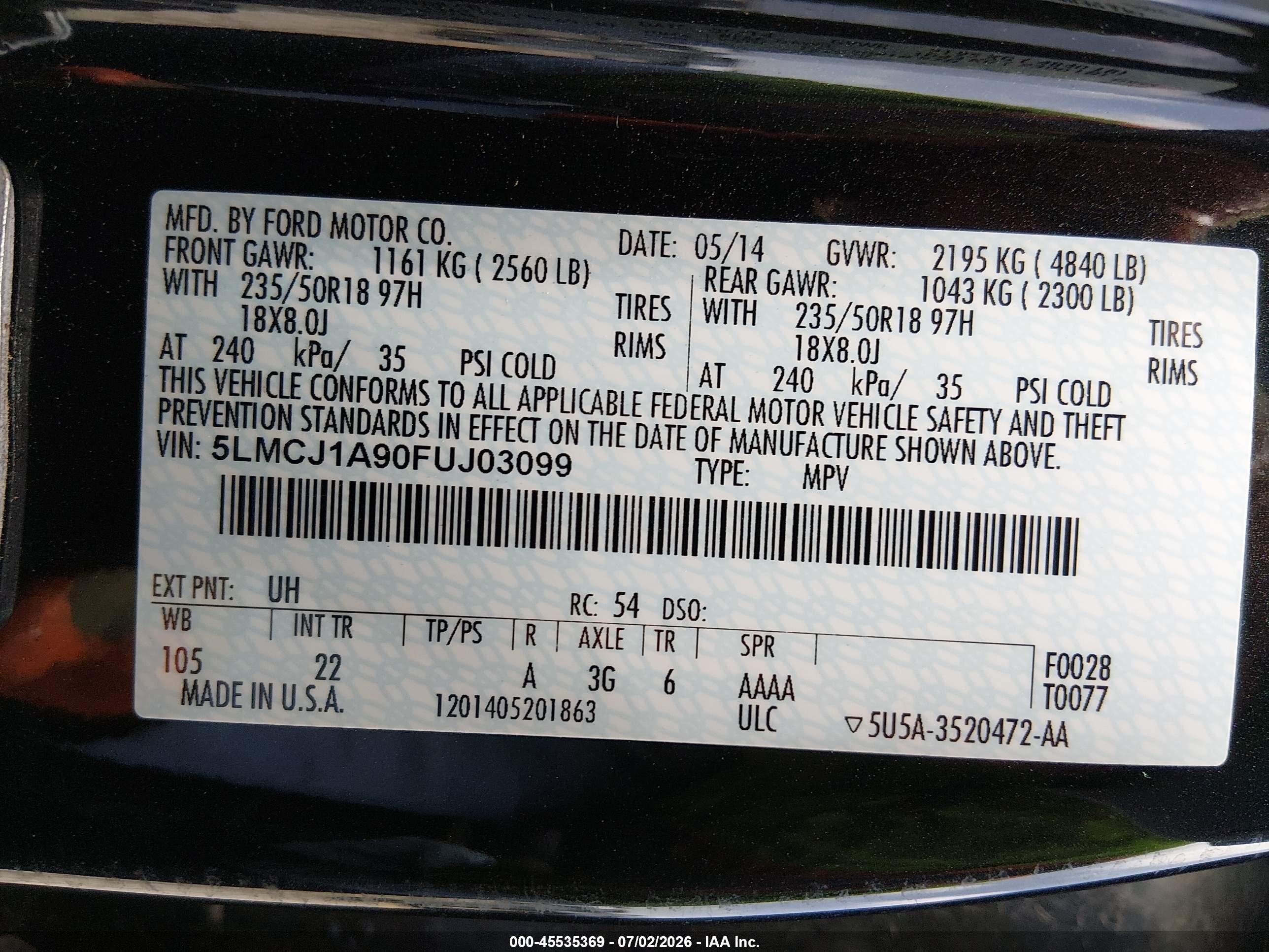 2015 Lincoln Mkc   Black vin: 5LMCJ1A90FUJ03099