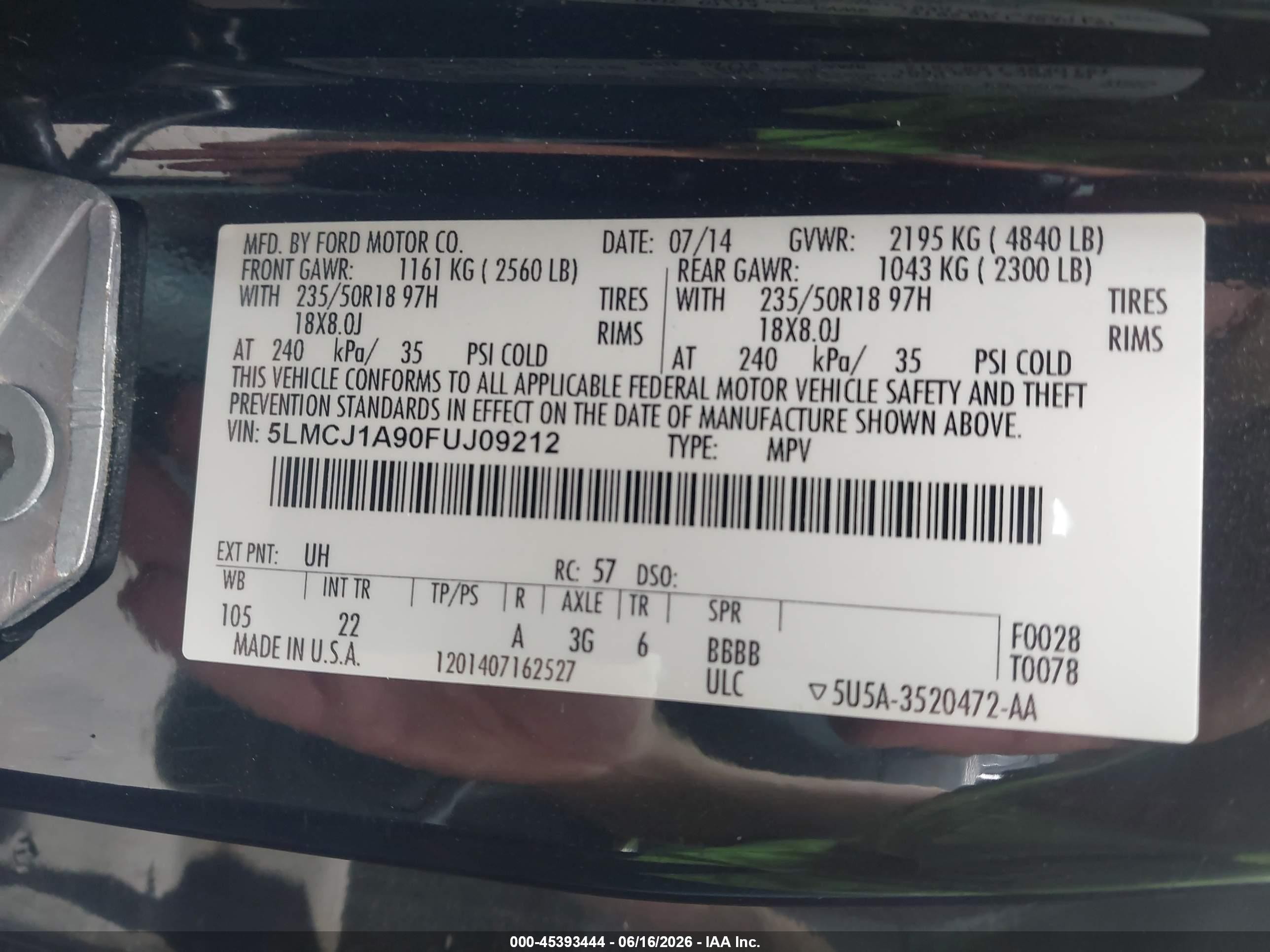 2015 Lincoln Mkc Black vin: 5LMCJ1A90FUJ09212