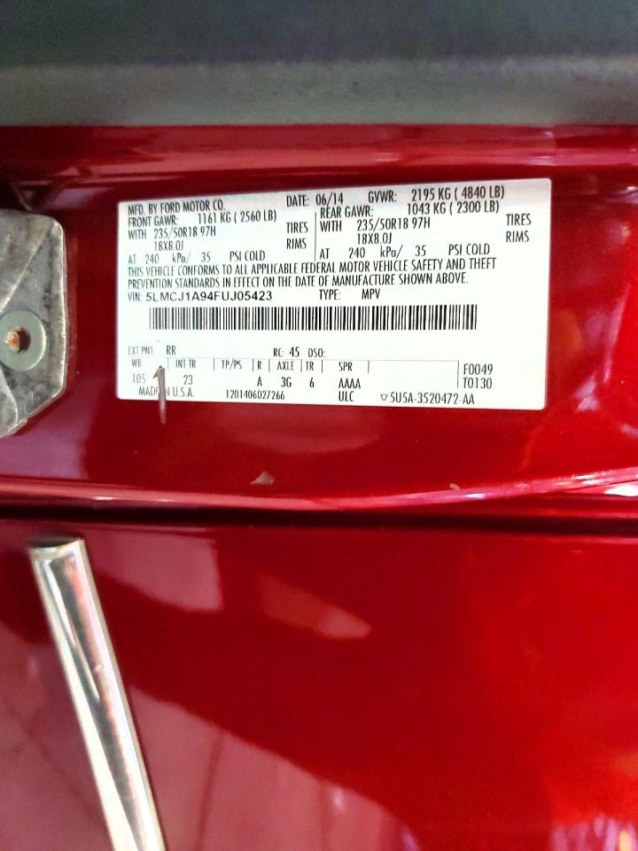 2015 Lincoln Mkc Burgundy vin: 5LMCJ1A94FUJ05423