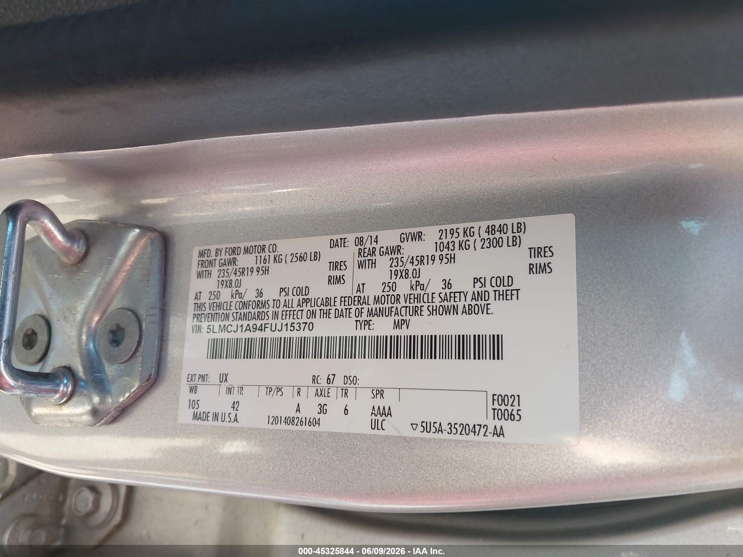2015 Lincoln Mkc   Серебряный vin: 5LMCJ1A94FUJ15370