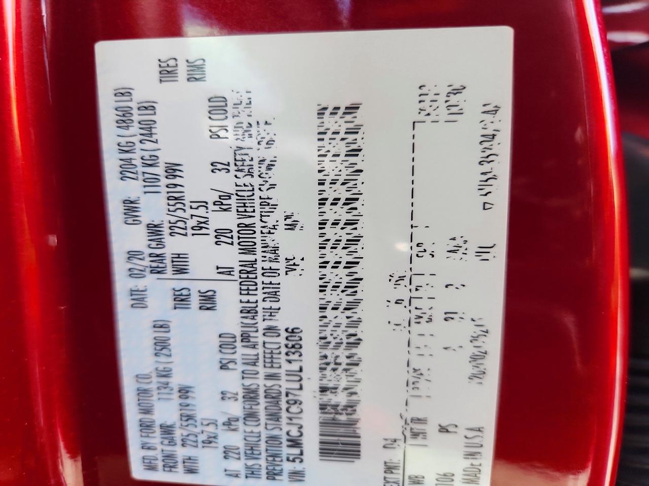 2020 Lincoln Corsair Red vin: 5LMCJ1C97LUL13806