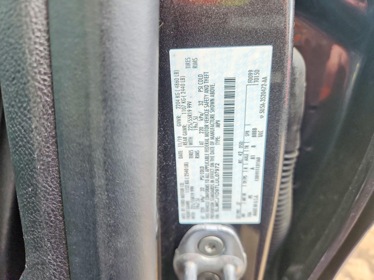 2020 Lincoln Corsair Black vin: 5LMCJ1D97LUL07972