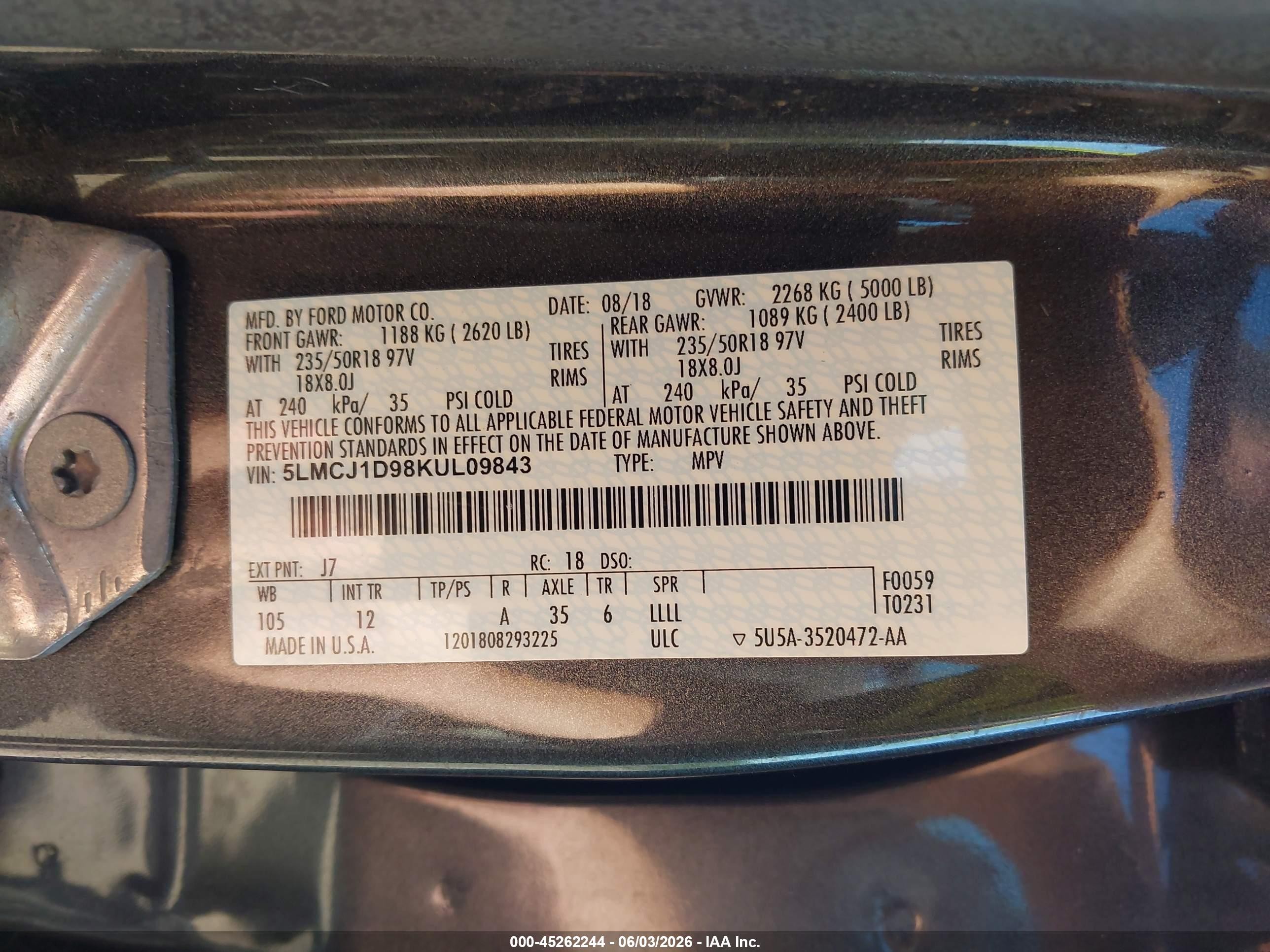 2019 Lincoln Mkc Standard Black vin: 5LMCJ1D98KUL09843