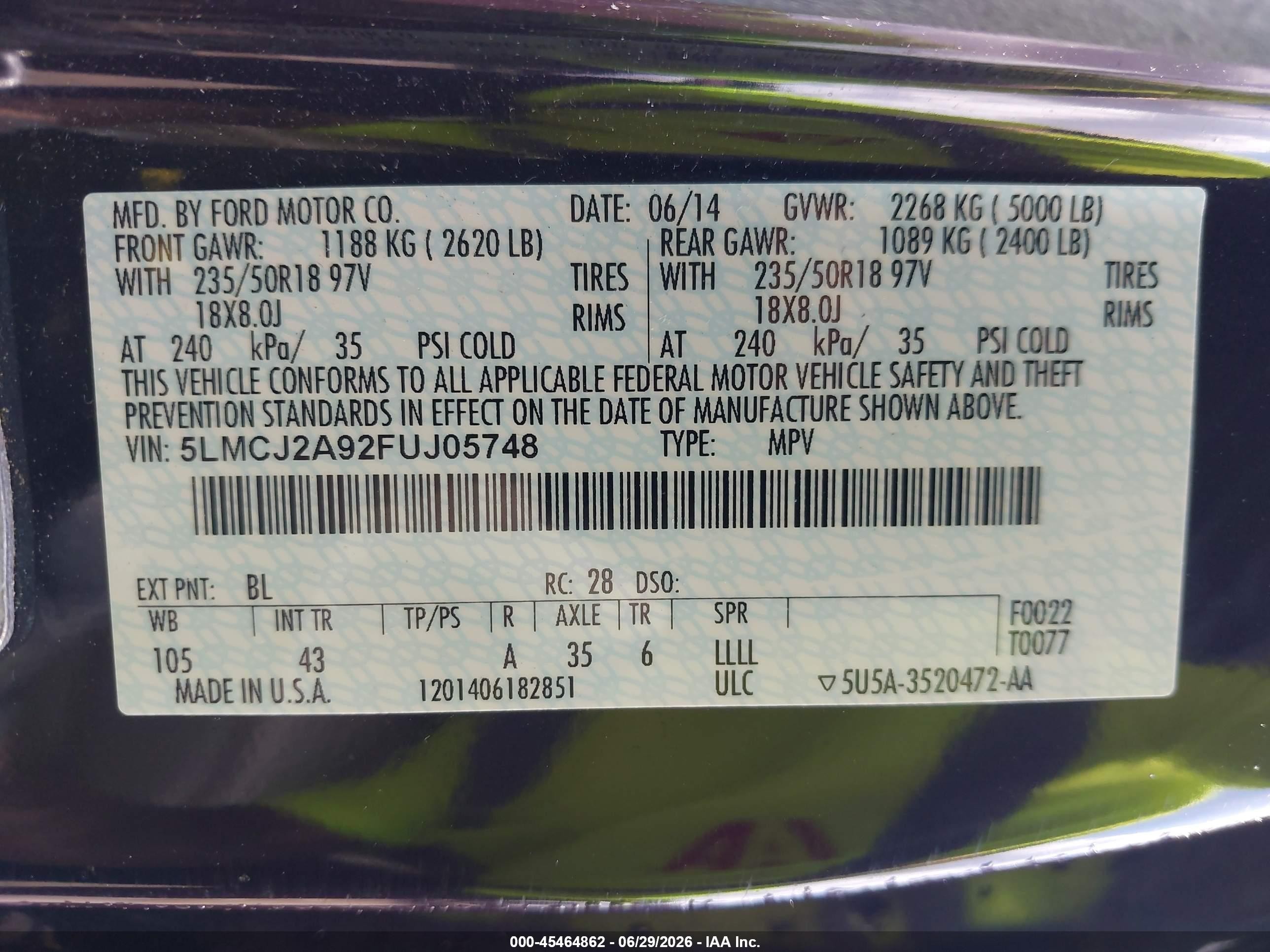 2015 Lincoln Mkc   Purple vin: 5LMCJ2A92FUJ05748