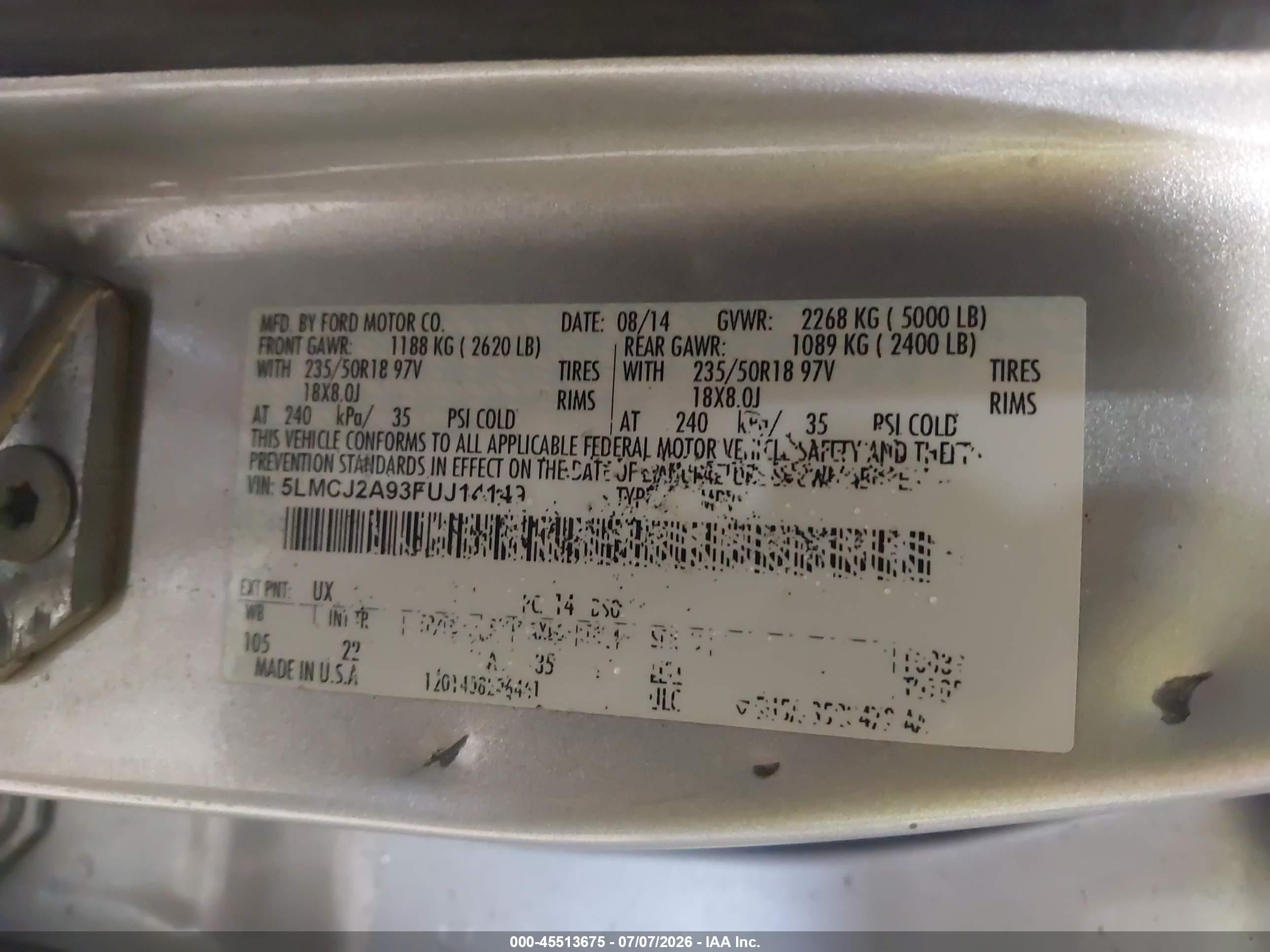 2015 Lincoln Mkc   Silver vin: 5LMCJ2A93FUJ14149