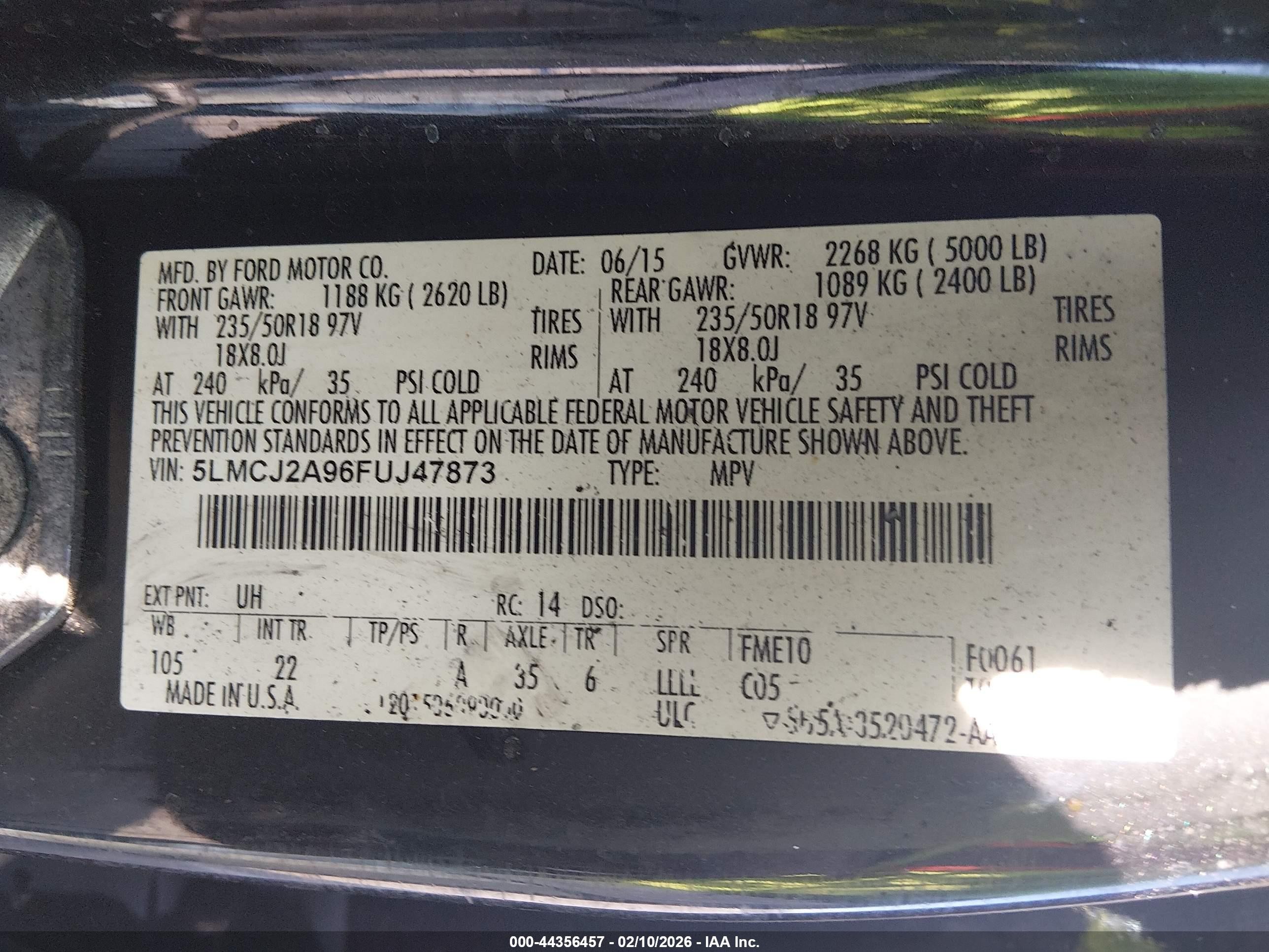 2015 Lincoln Mkc   Black vin: 5LMCJ2A96FUJ47873