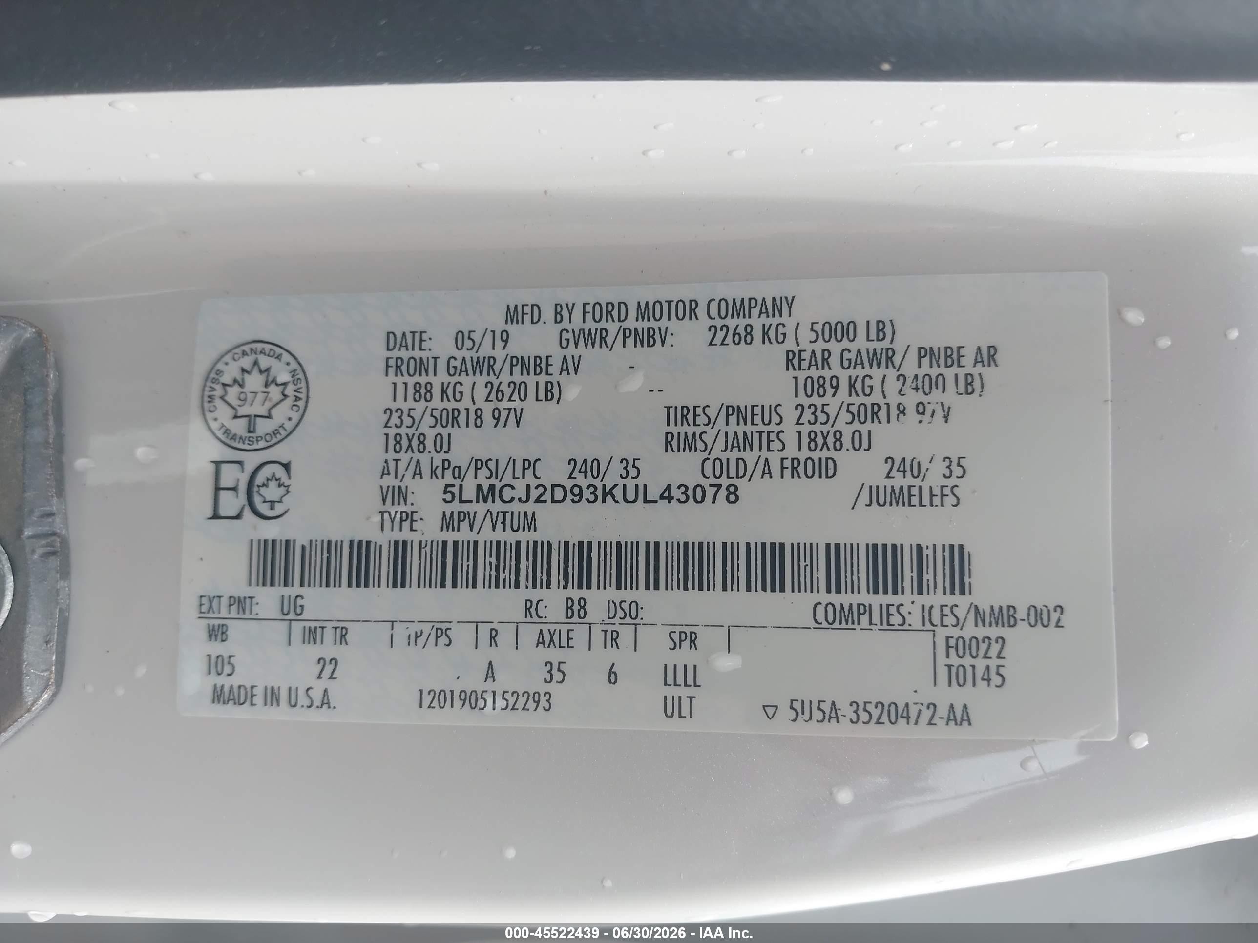2019 Lincoln Mkc Select White vin: 5LMCJ2D93KUL43078