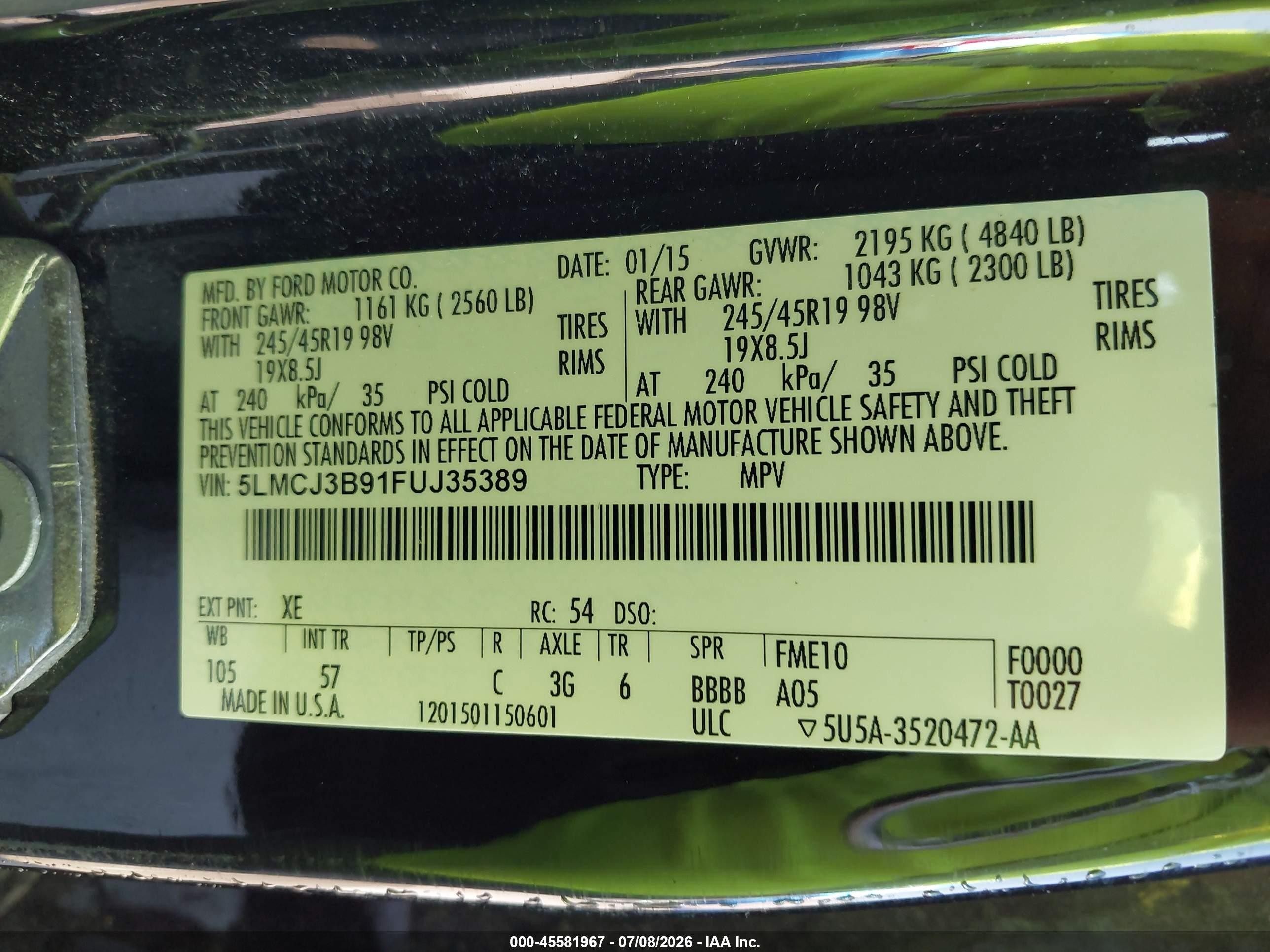2015 Lincoln Mkc Black Label Black vin: 5LMCJ3B91FUJ35389