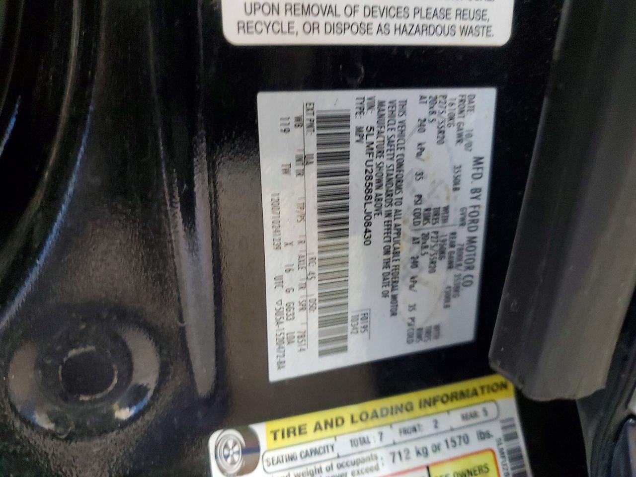 2008 Lincoln Navigator Black vin: 5LMFU28588LJ08430