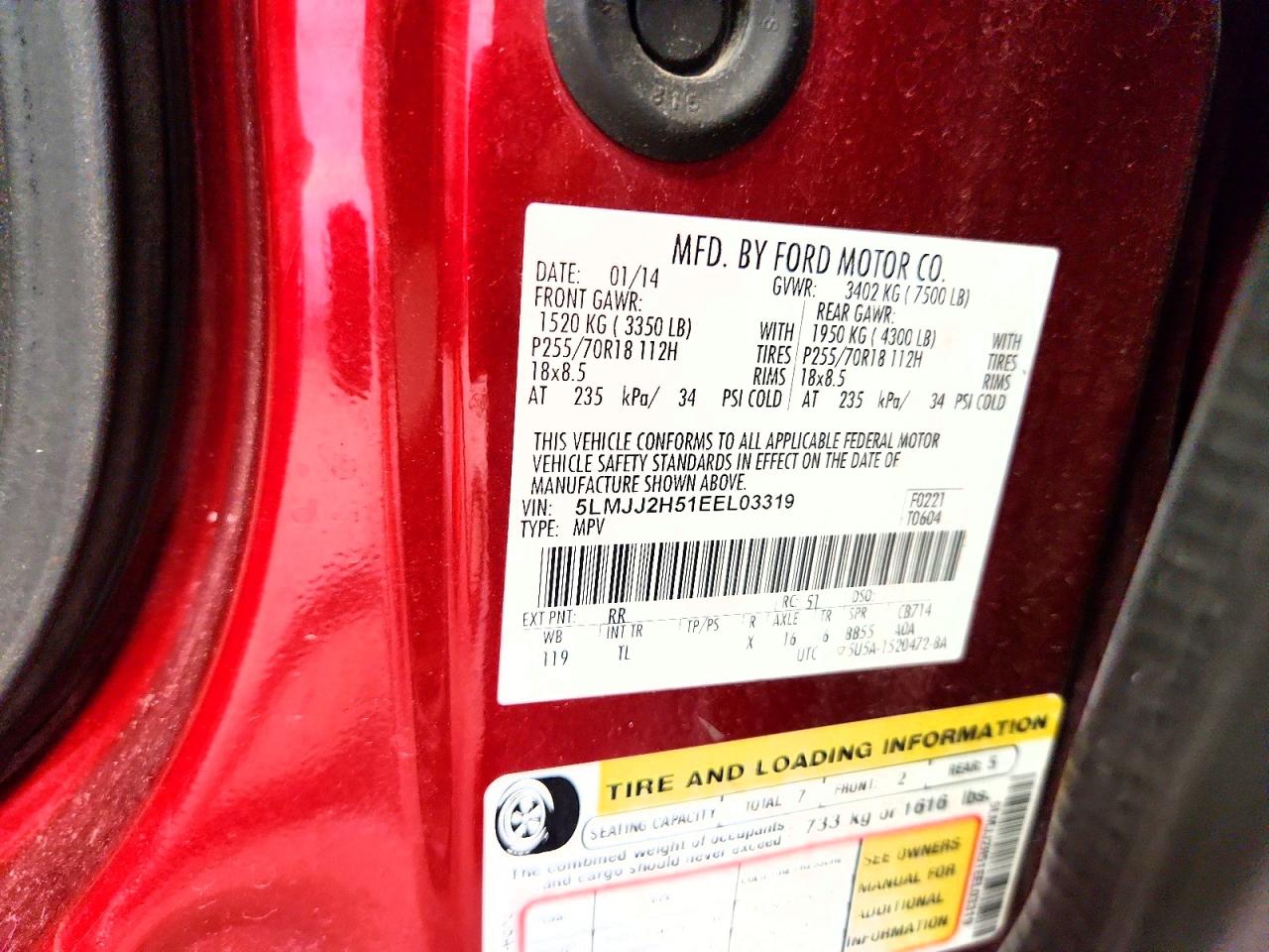 2014 Lincoln Navigator Burgundy vin: 5LMJJ2H51EEL03319