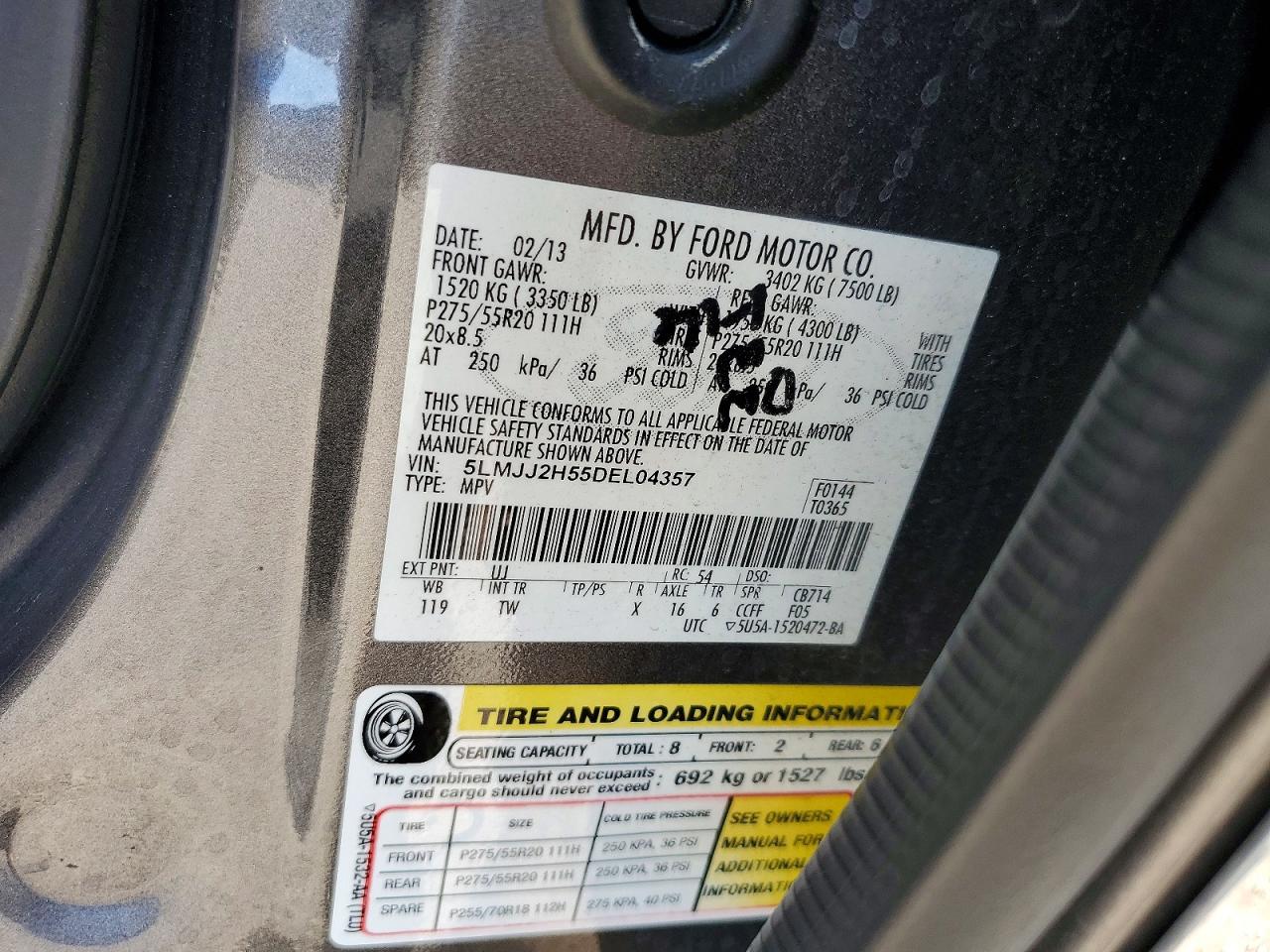 2013 Lincoln Navigator Gray vin: 5LMJJ2H55DEL04357