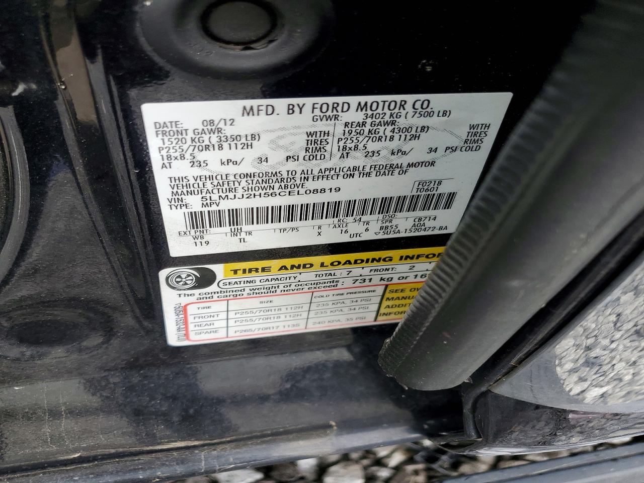 2012 Lincoln Navigator Black vin: 5LMJJ2H56CEL08819