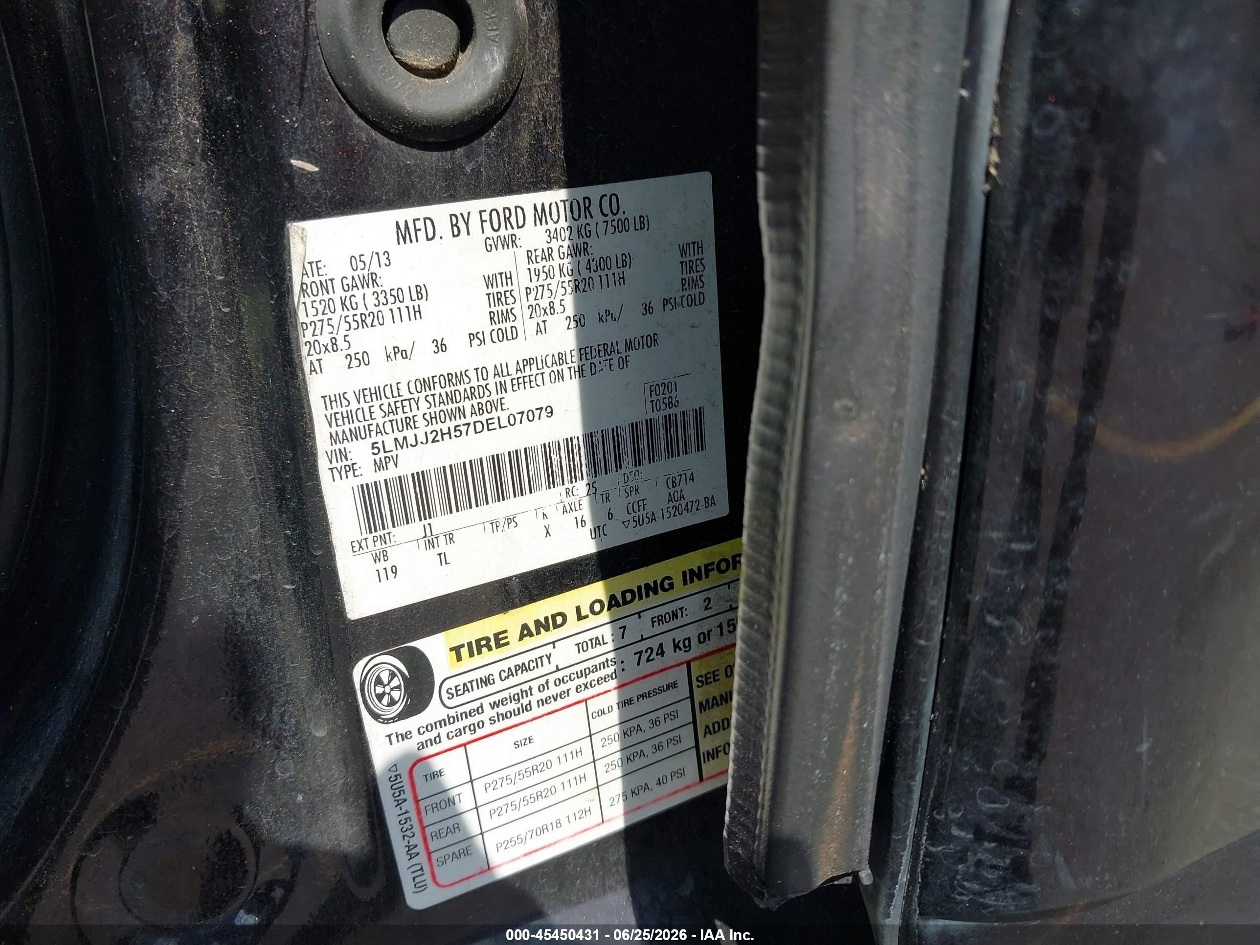 2013 Lincoln Navigator   Black vin: 5LMJJ2H57DEL07079