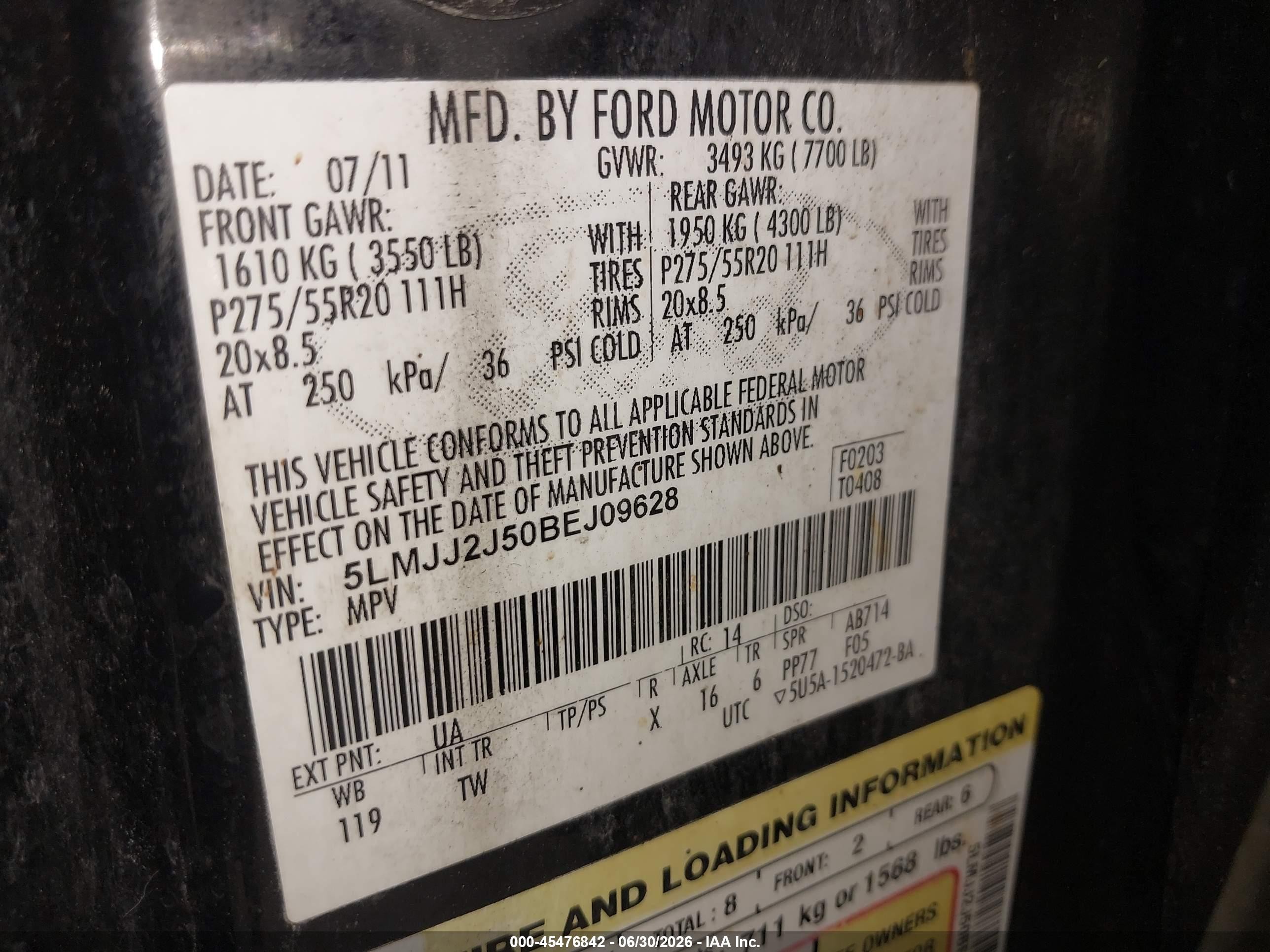 2011 Lincoln Navigator   Black vin: 5LMJJ2J50BEJ09628
