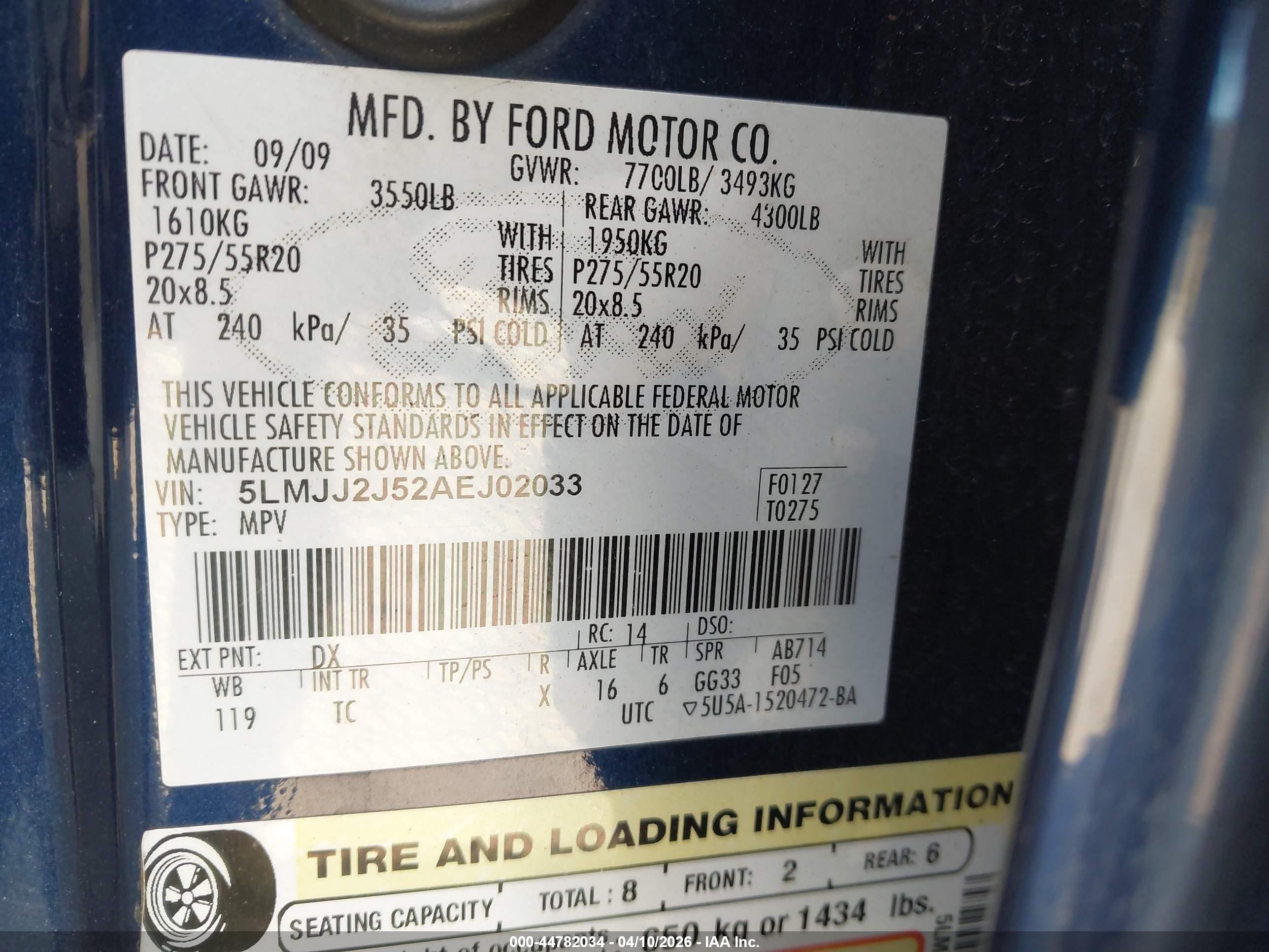 2010 Lincoln Navigator   Blue vin: 5LMJJ2J52AEJ02033