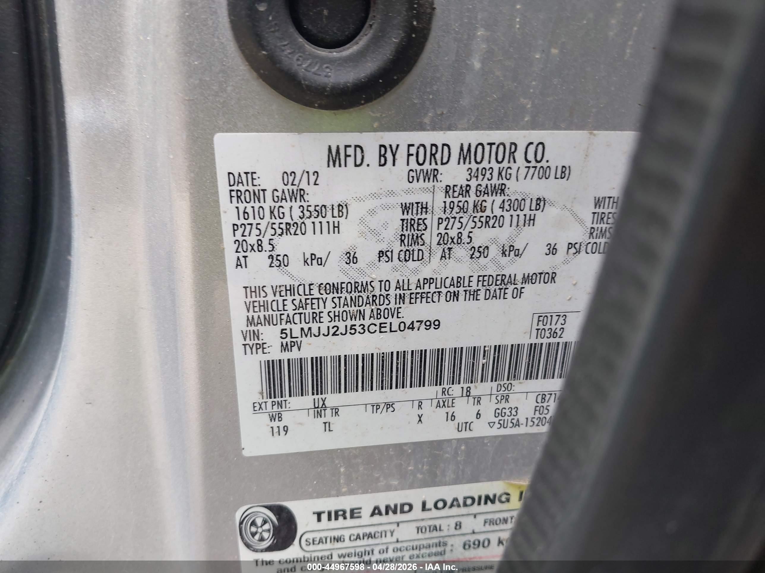 2012 Lincoln Navigator   Silver vin: 5LMJJ2J53CEL04799