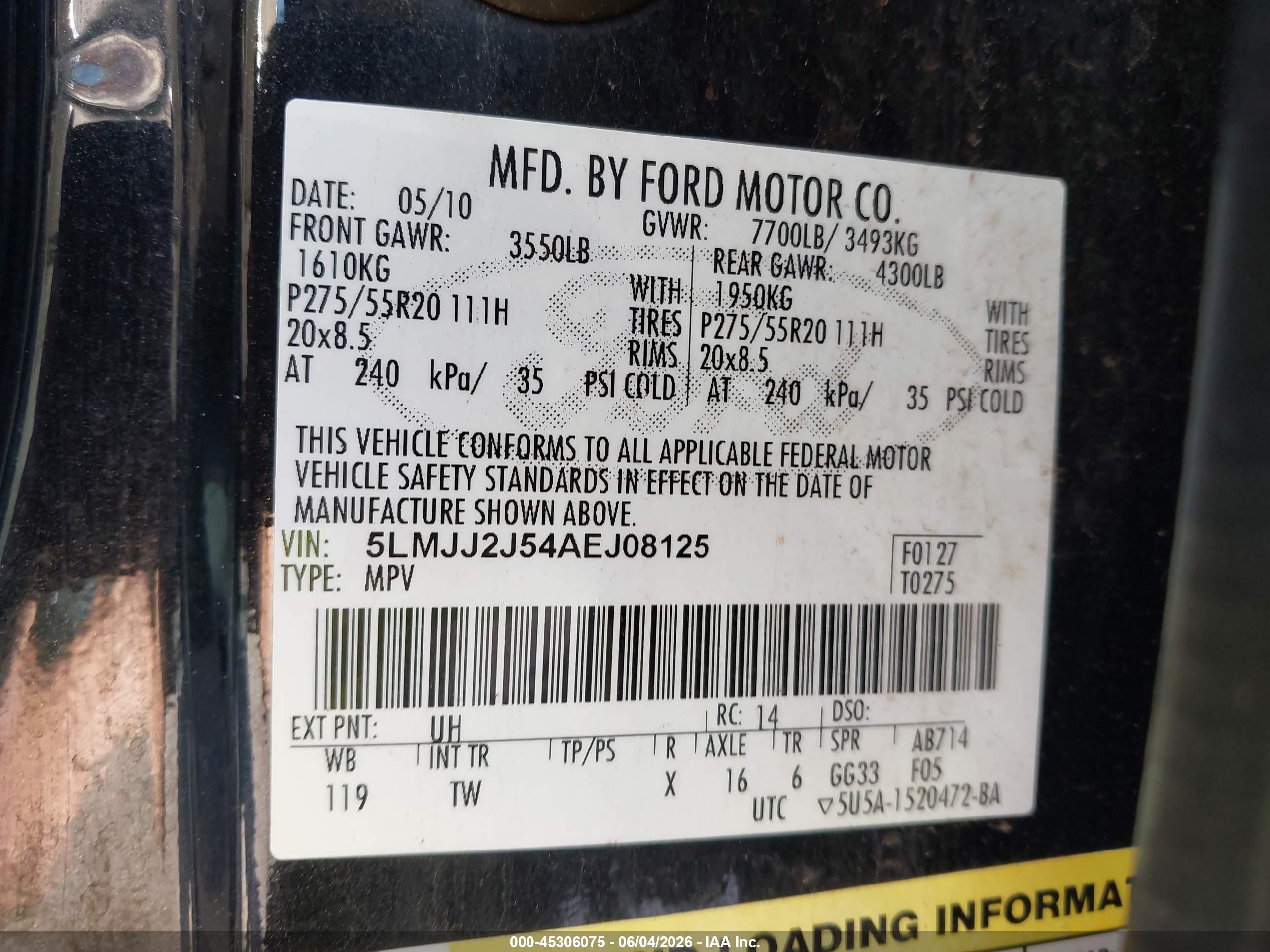 2010 Lincoln Navigator   Black vin: 5LMJJ2J54AEJ08125