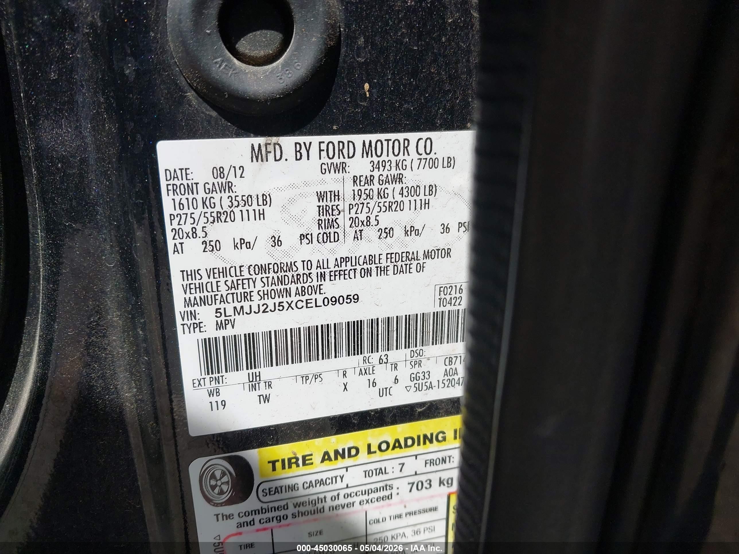2012 Lincoln Navigator   Black vin: 5LMJJ2J5XCEL09059