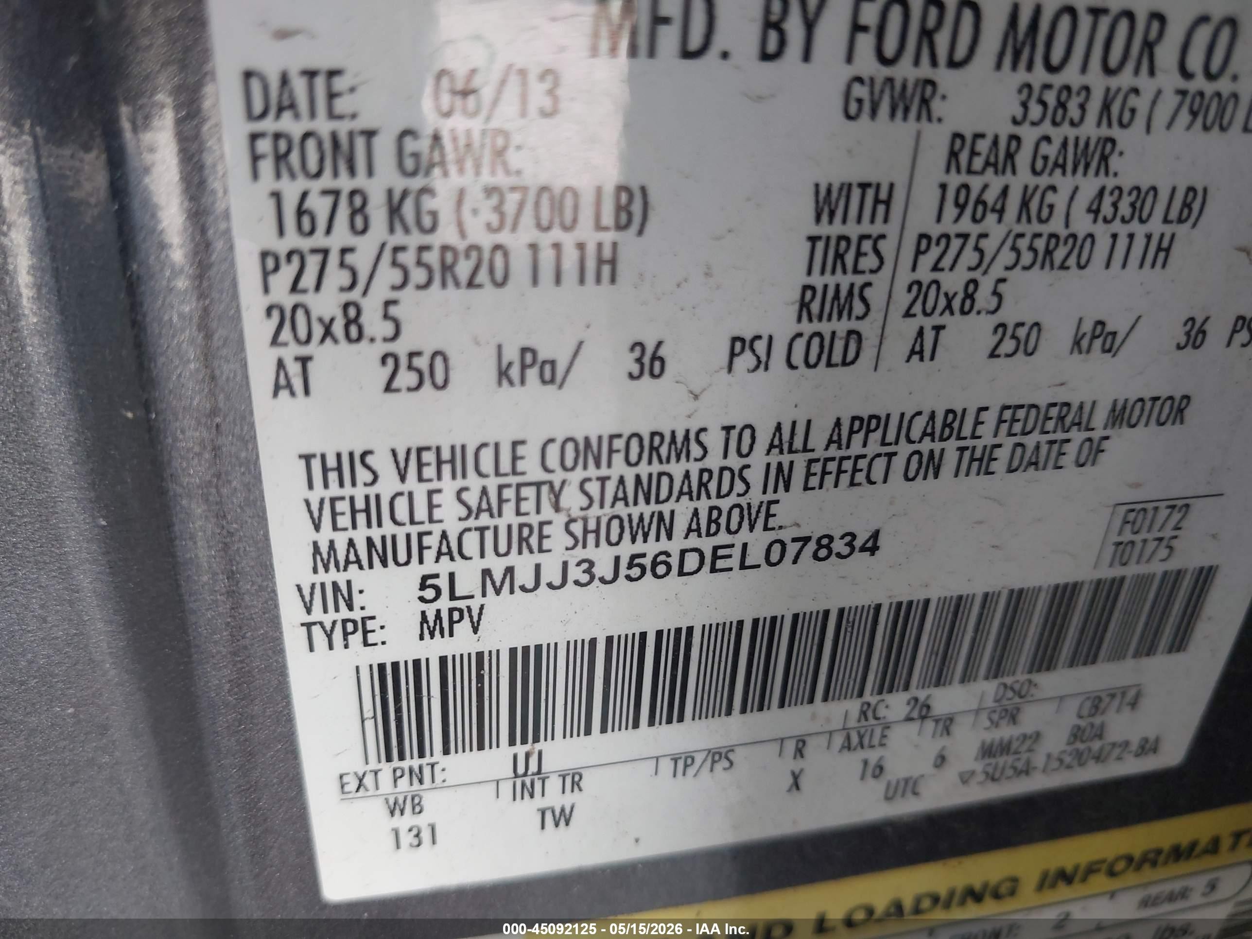 2013 Lincoln Navigator L   Gray vin: 5LMJJ3J56DEL07834