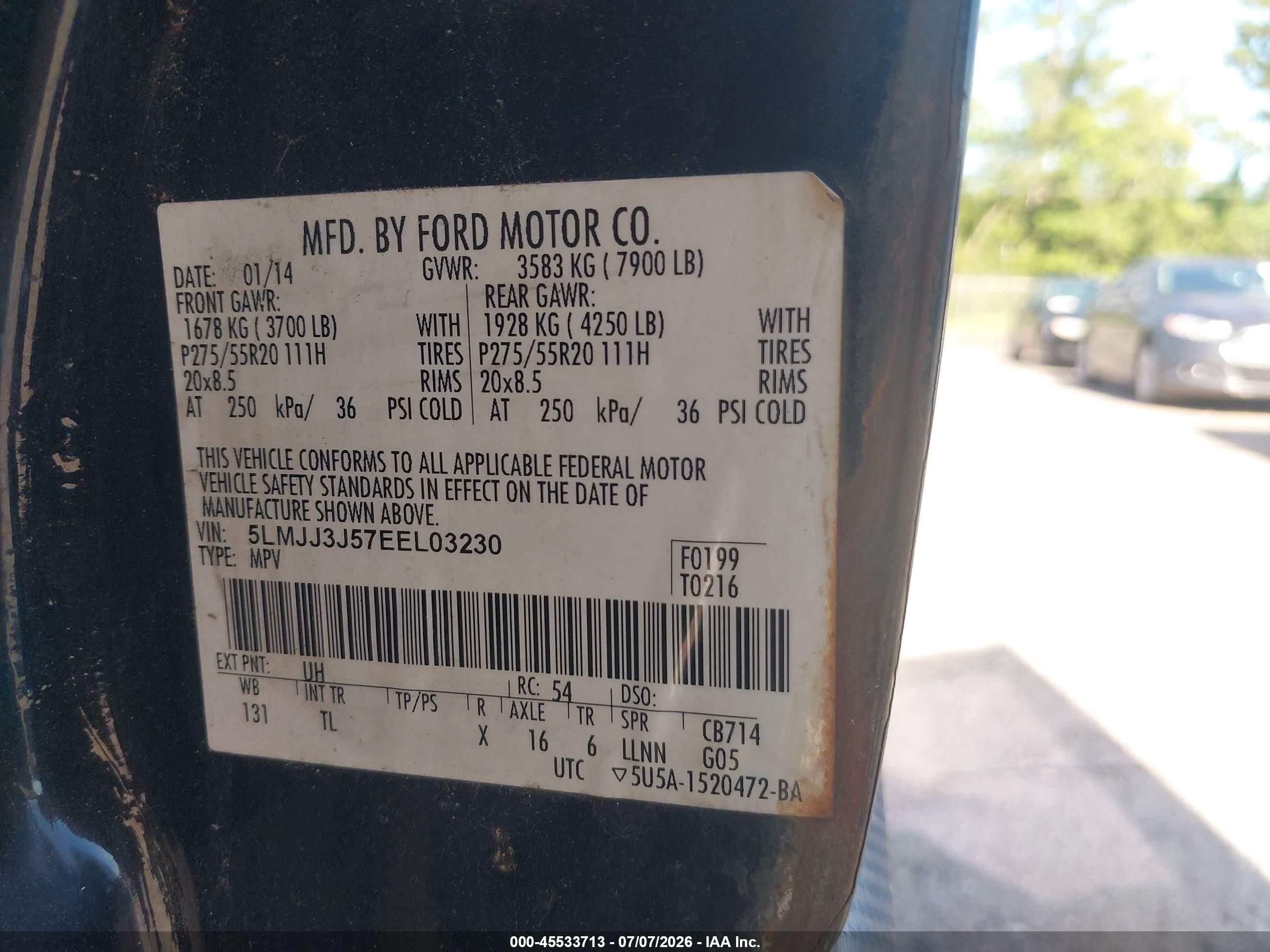 2014 Lincoln Navigator L Black vin: 5LMJJ3J57EEL03230