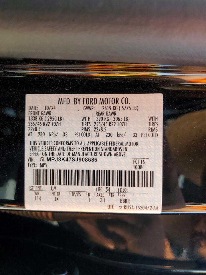 2025 Lincoln Nautilus Reserve Black vin: 5LMPJ8K47SJ908686